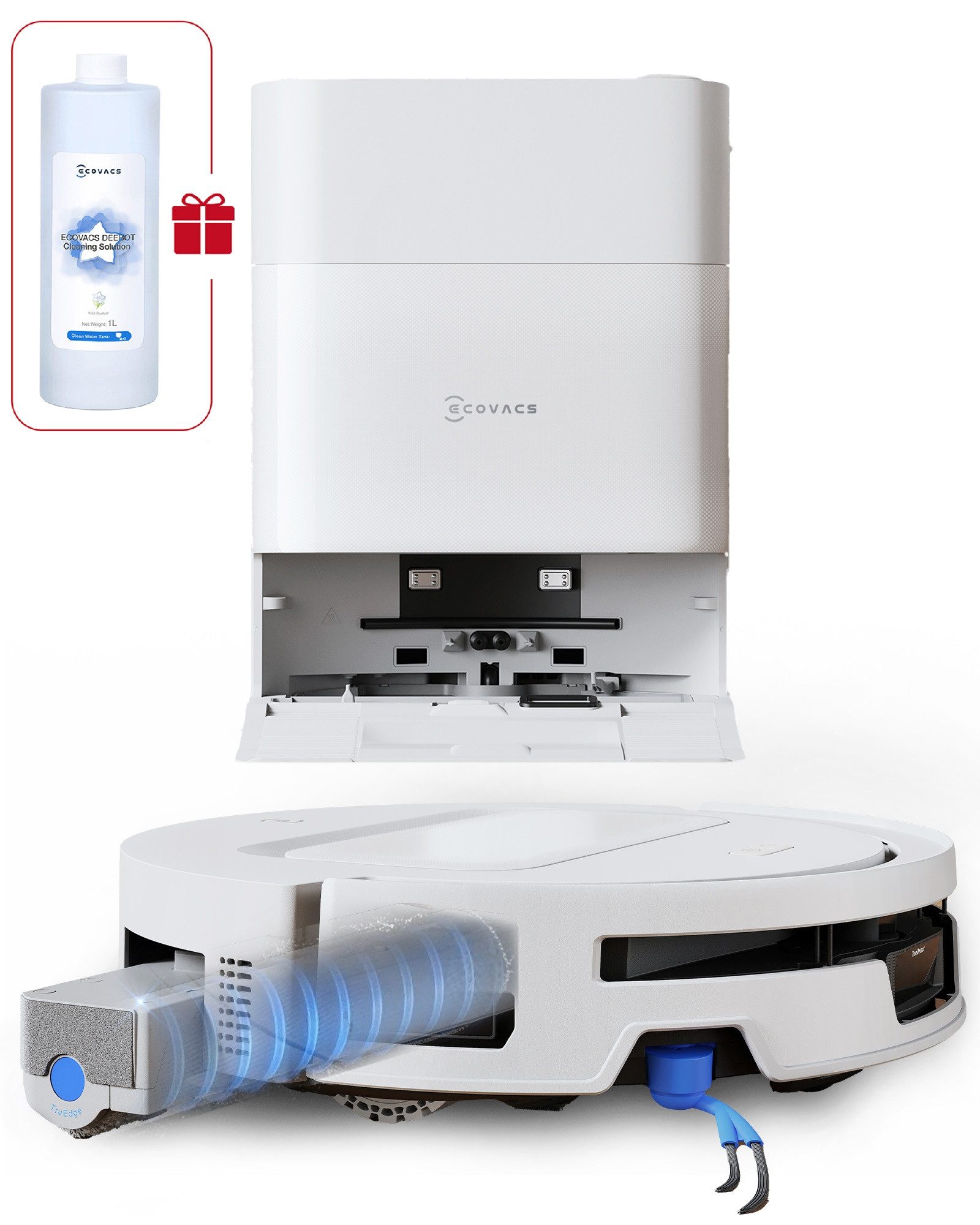 ECOVACS Saugroboter DEEBOT T30e Omni Saugroboter mit Wischfunktion, 25.000 Pa, 35 W, All-in-One-Station, OZMO Turbo 2.0 Wischen, ZeroTangle 3.0 Anti-Verheddern, TrueMapping 2.0