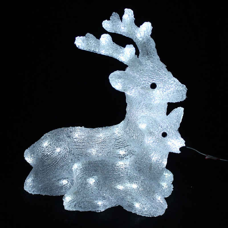 LEX Weihnachtsfigur Acryl LED Hirsch mit Baby - 35 cm groß