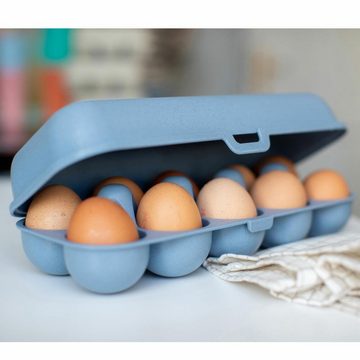 KOZIOL Eierkorb Eierbox Eggs To Go Nature Flower Blue, Biozirkulärer Kunststoff