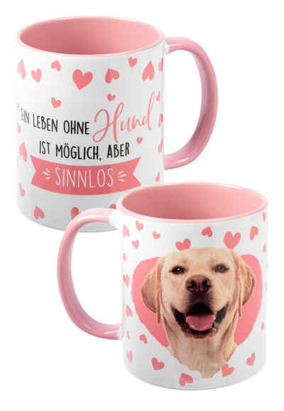 United Labels® Tasse Hunde Tasse - Labrador Ein leben ohne Hund Keramik Weiß Rosa 320 ml, Keramik