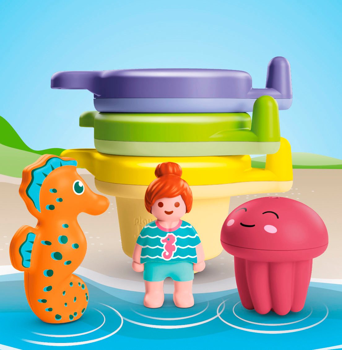 Playmobil® Schwimmbecher mit Wasserspaß (71776), Junior Aqua Konstruktions-Spielset, (6 St), Badespielzeug, Made in Europe – Bild 4 von 5