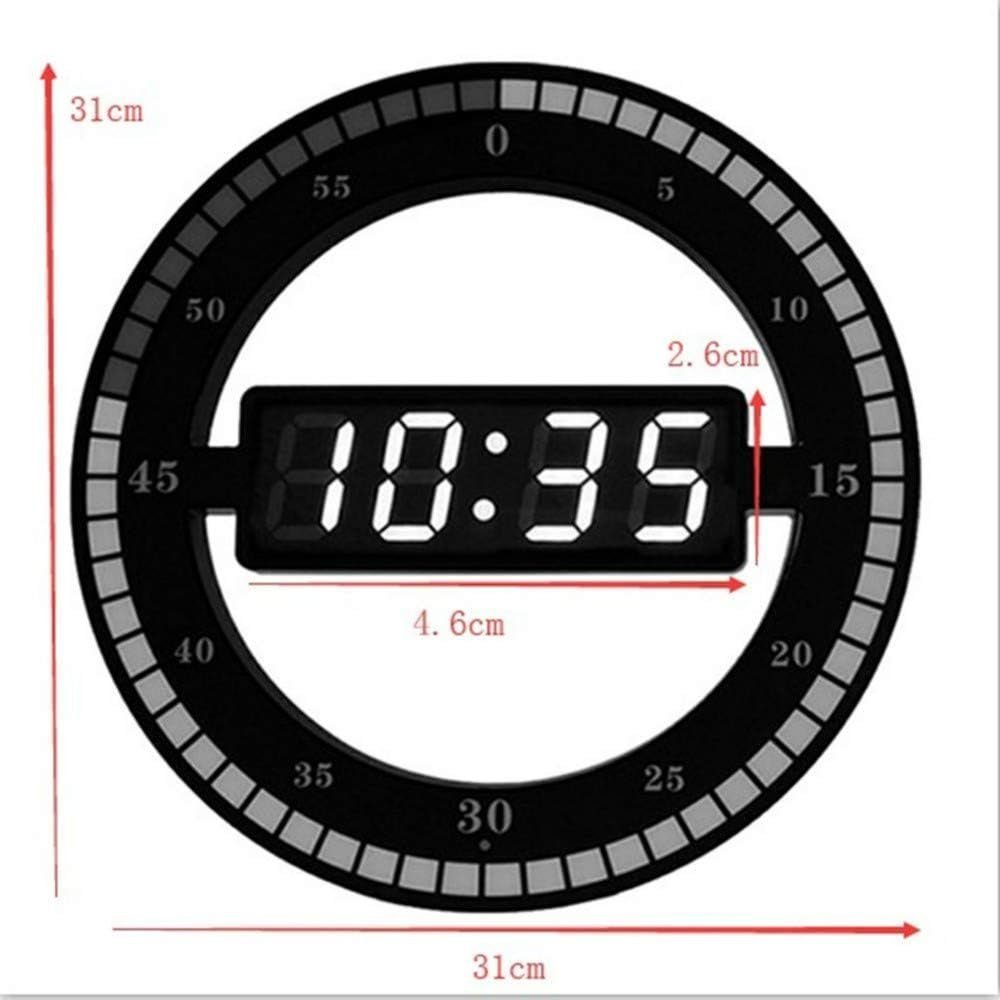 DOPWii Wanduhr Uhr Digitale elektronische Tischuhr,Schwarz leise Wanduhr,12''