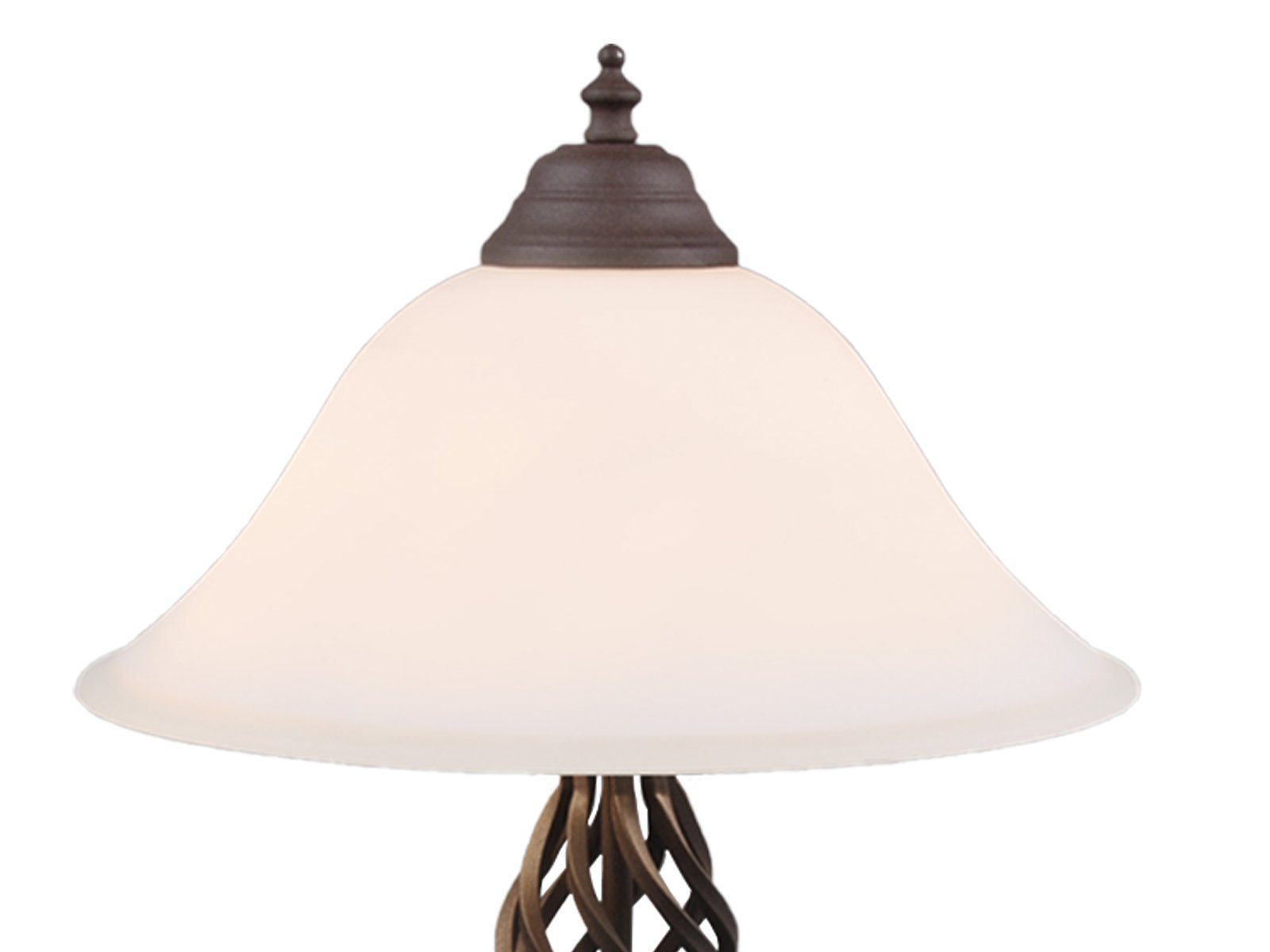 TRIO Leuchten LED Nachttischlampe, Dimmfunktion, LED wechselbar, Warmweiß, große Landhaus-stil in Rostoptik mit Glas Lampenschirm Höhe 50cm