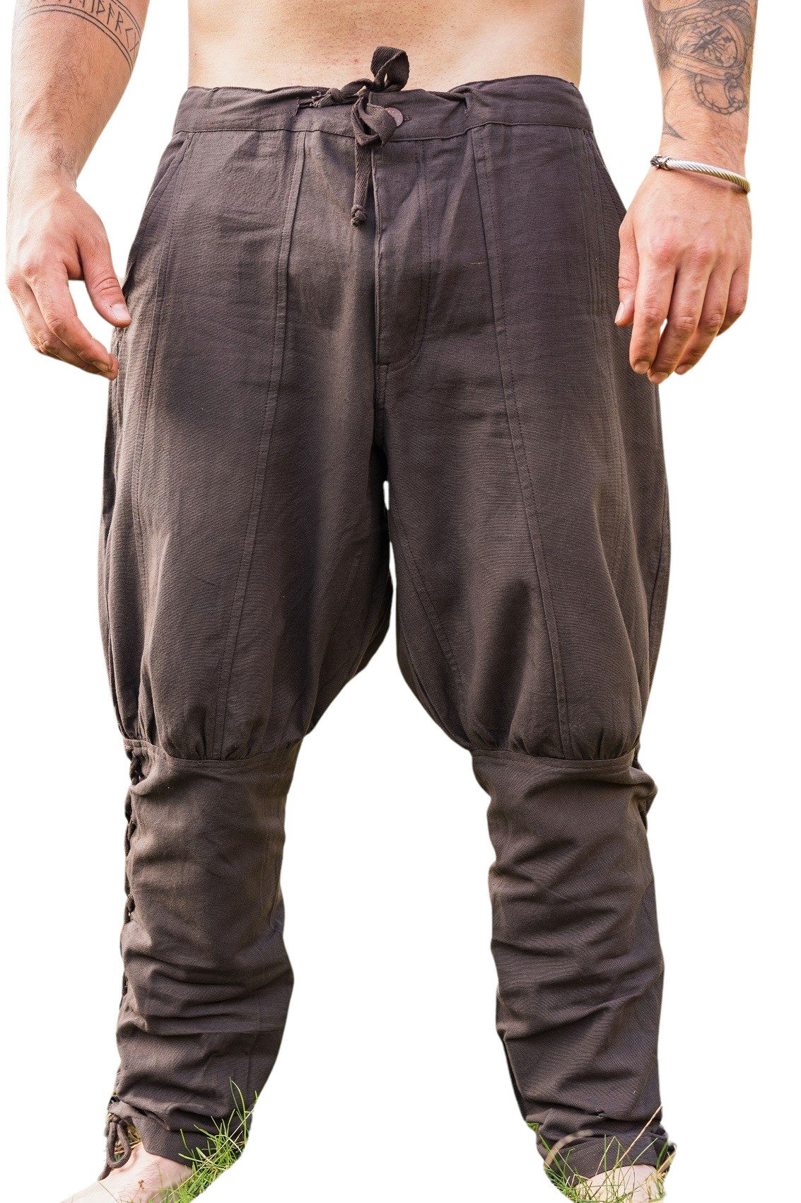 Leonardo Carbone Wikinger-Kostüm Hose "Magnus" mit Beinschnürung, lockere Passform, seitliche Schnürung