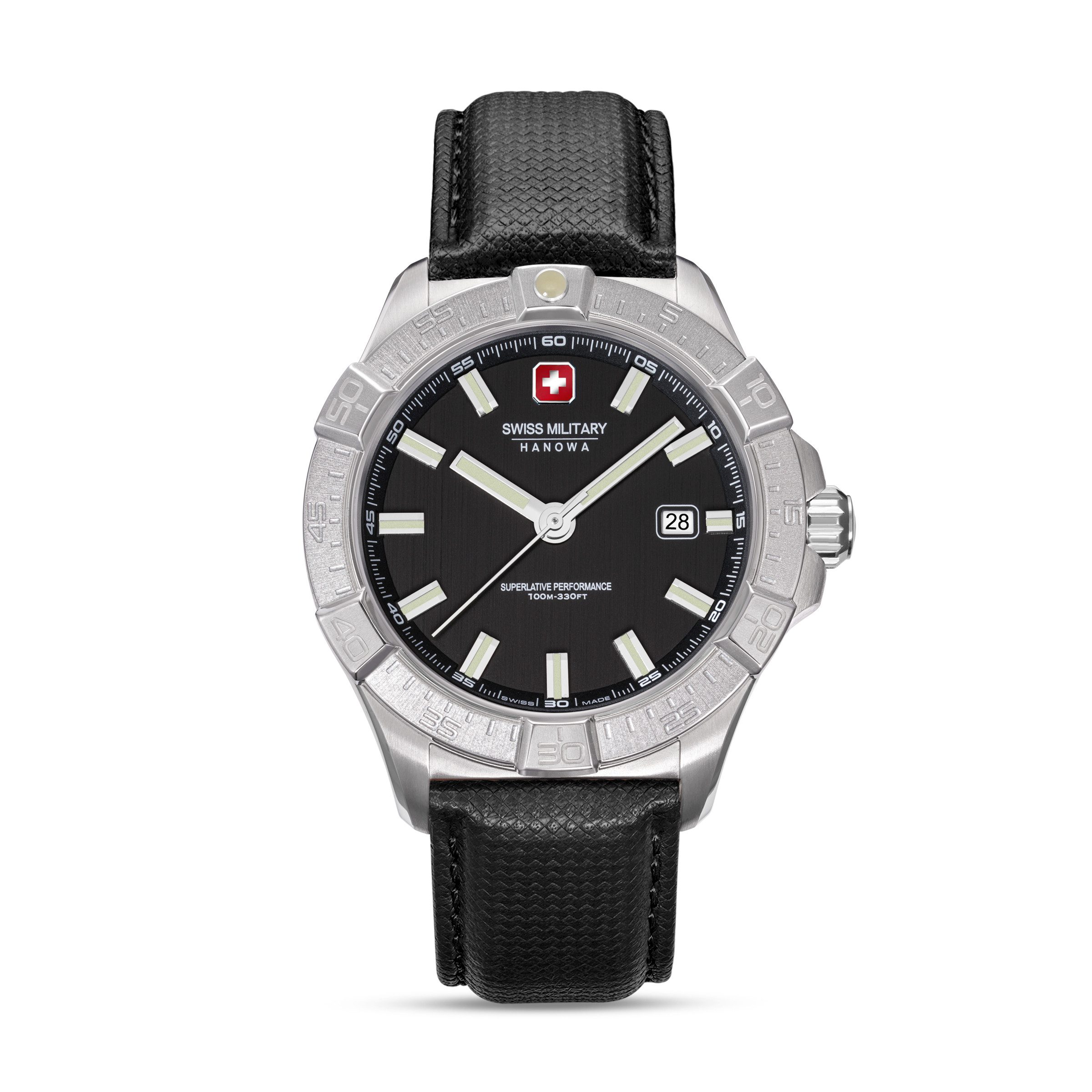 Swiss Military Hanowa Quarzuhr Jockworth SMWGB0008001, Armbanduhr, Herrenuhr, Swiss Made, Lederarmband, analog, Tag