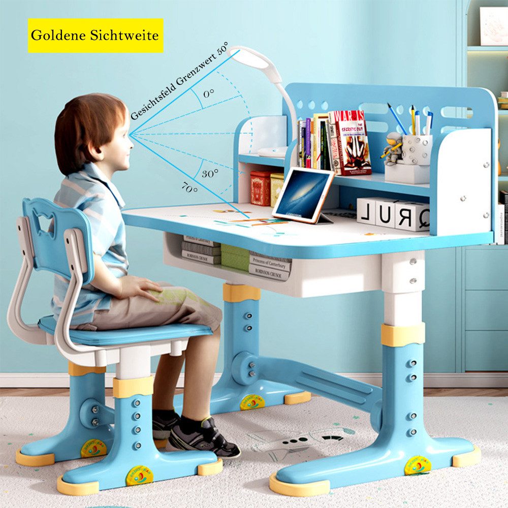 TUWENA Kinderschreibtisch Kinderschreibtischstuhl-Set,Höheverstellbar Studiertisch Ergonomischer