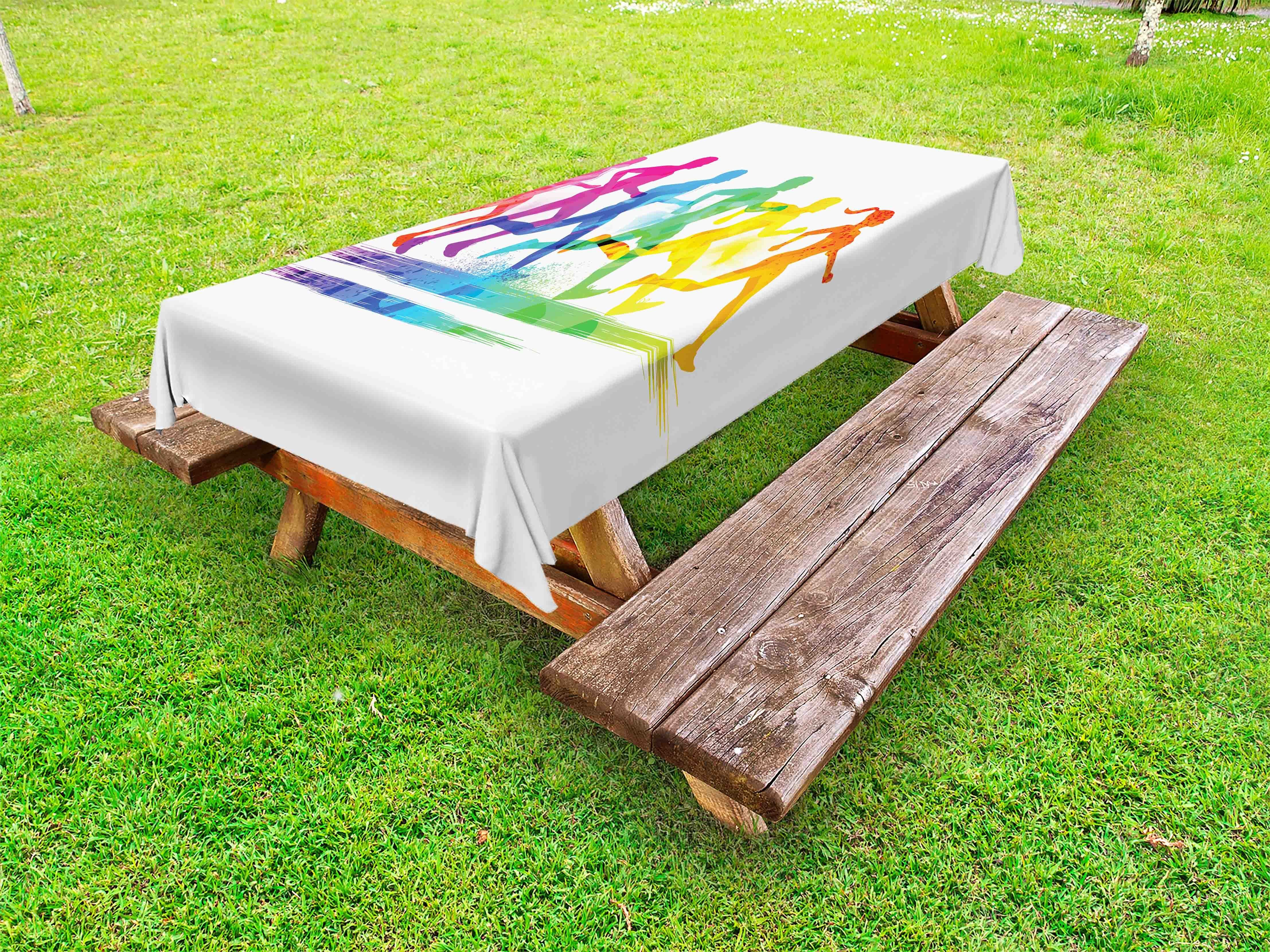 Abakuhaus Tischdecke dekorative waschbare Picknick-Tischdecke, Laufen Männer und Frauen Fitnesstraining
