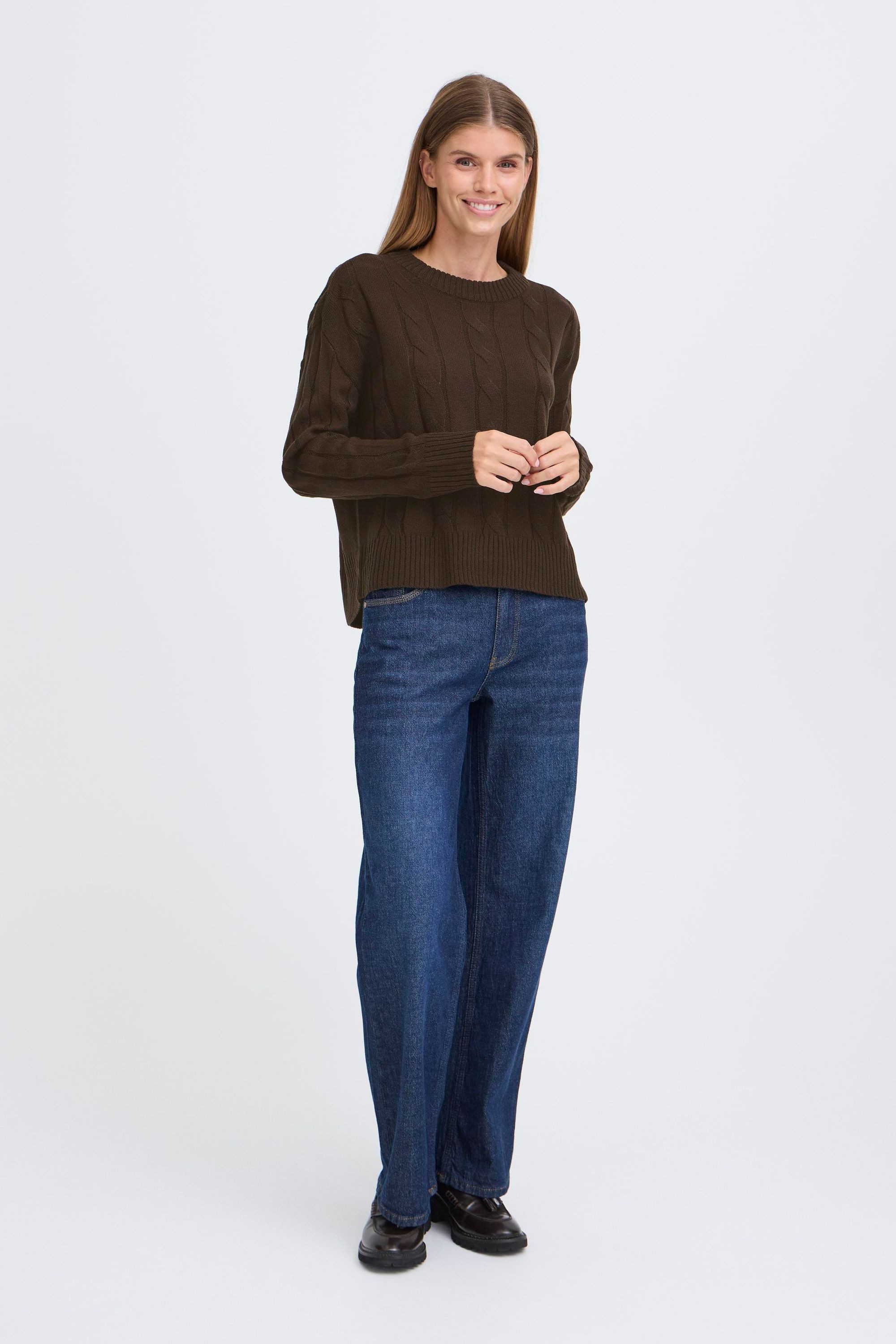 OXMO Strickpullover OXKimni Kuscheliger Pullover mit Zopfmuster
