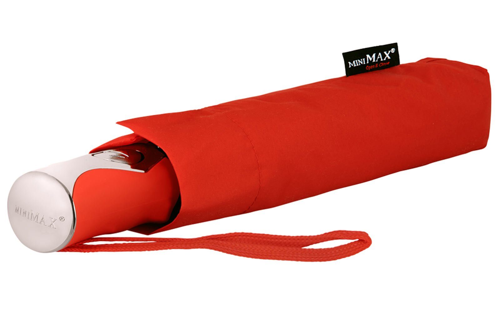 windsicher mit Taschenregenschirm rot miniMAX® der zuverlässige Auf-Zu-Automatik Begleiter Impliva uni,