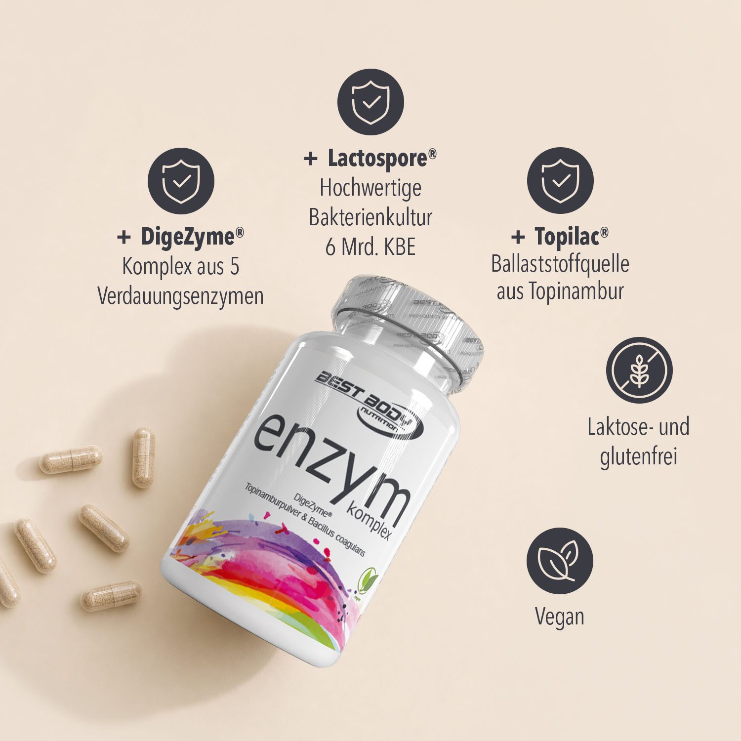 Best Body Nutrition Enzym Complex - Caps - 90 Stück/Dose Kapsel, 62.8 g