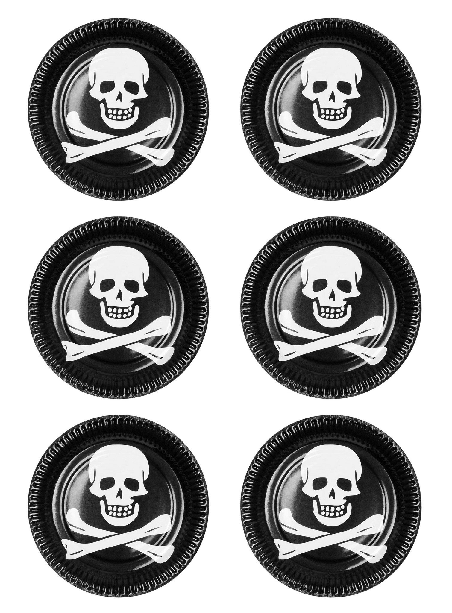 Einweggeschirr-Set 12 Jolly Roger Piraten Pappteller