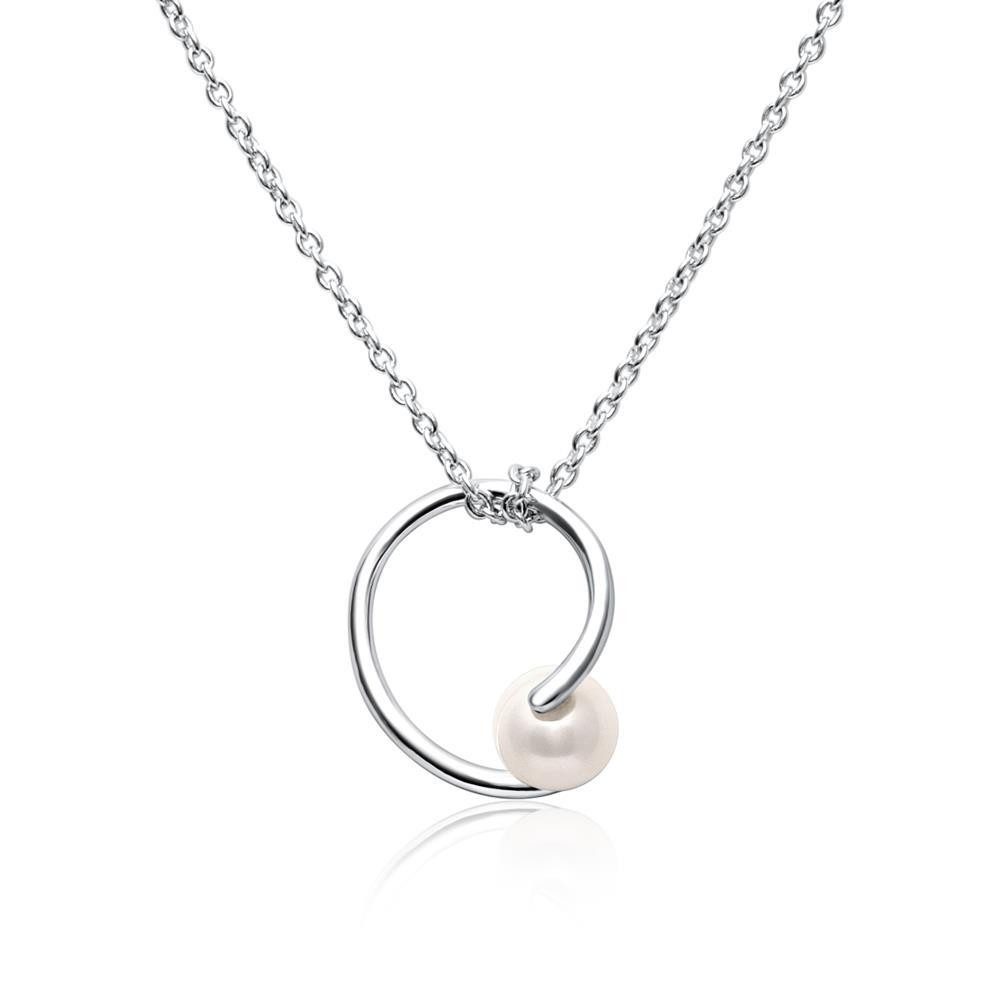 Valentinstagsgeschenk JEWLIX Silberkette Damenkette aus rhodiniertem Sterlingsilber mit Perle, silberfarben