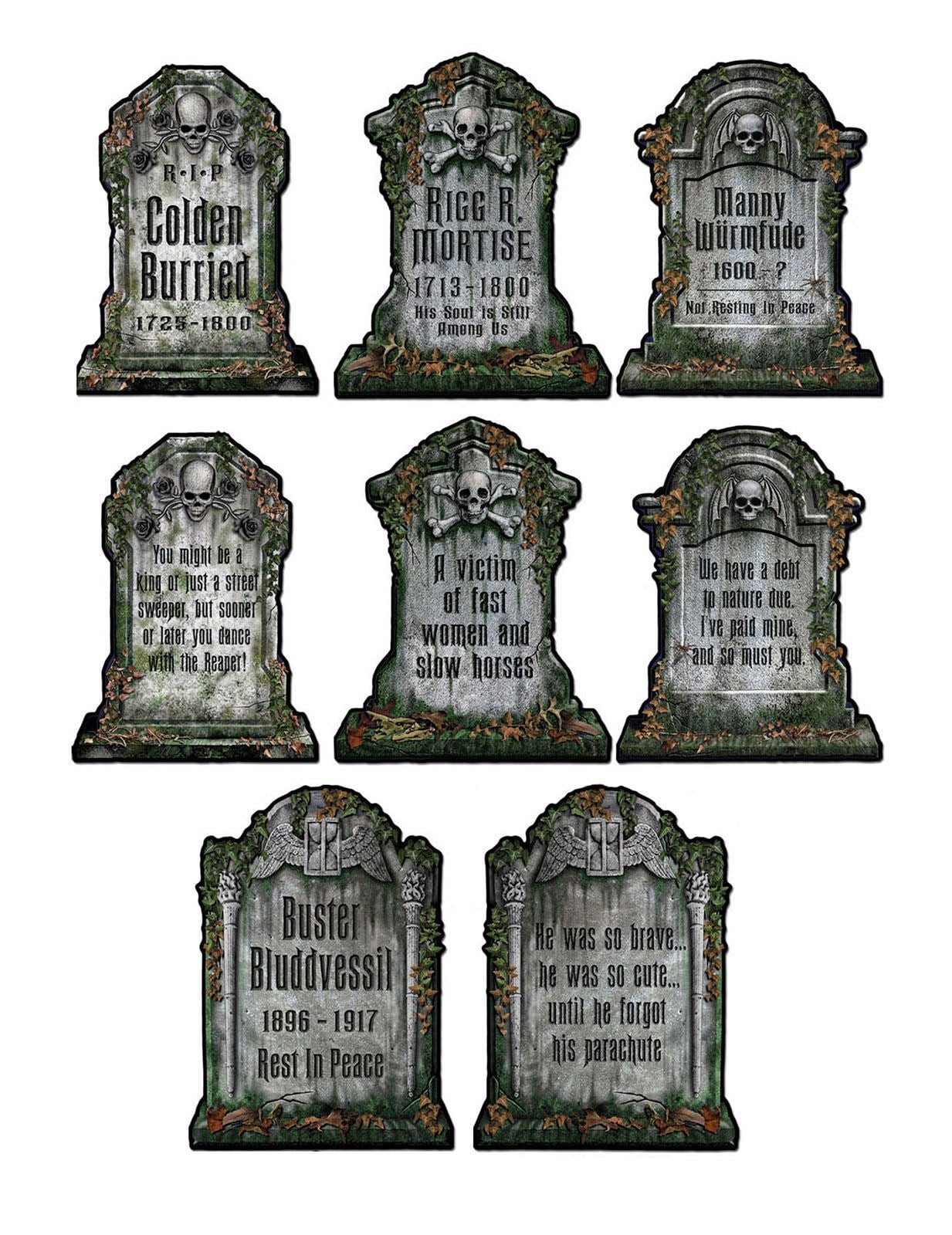 360 Degrees Kostüm Gruselige Friedhof Grabsteine Skelett Halloween Party-Deko Set grau