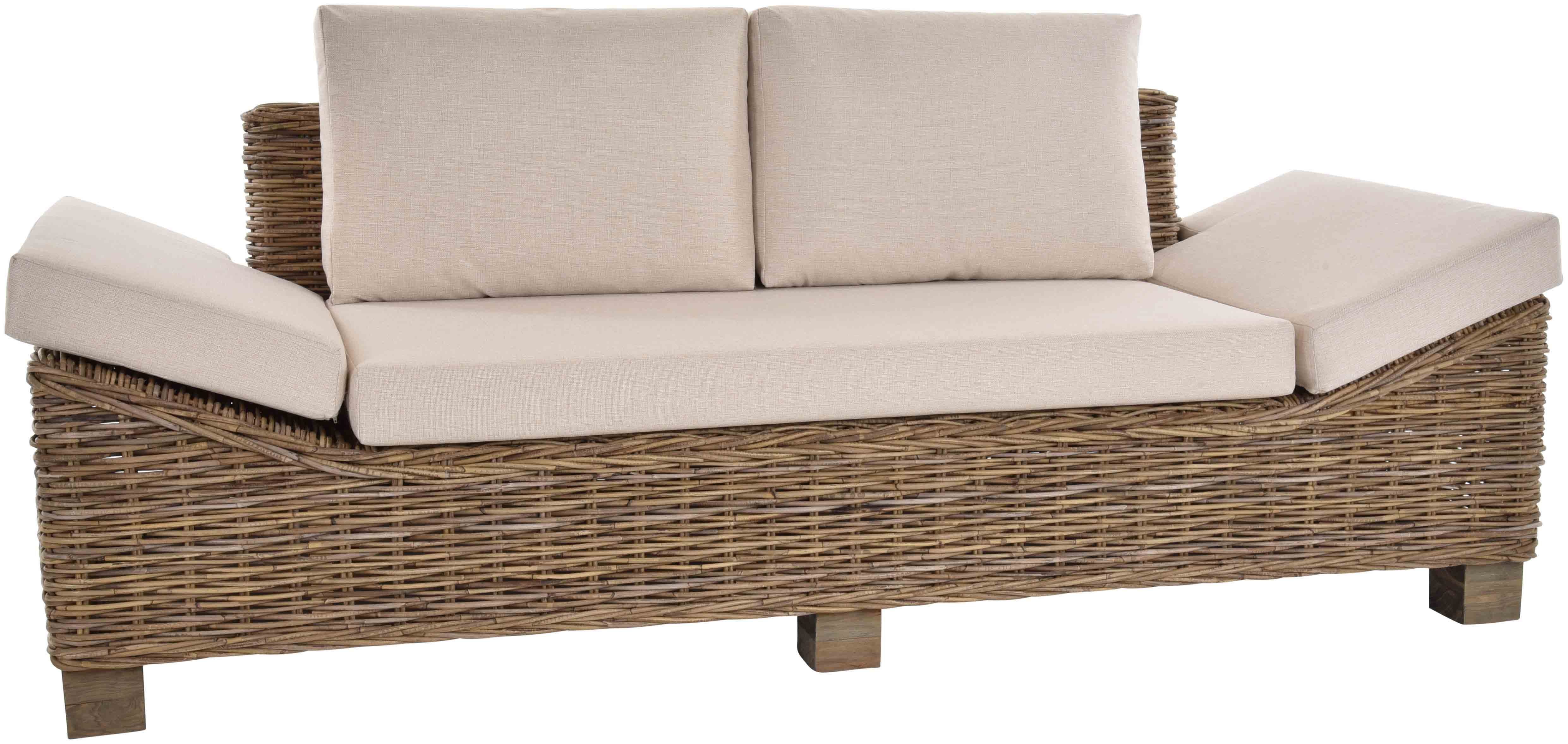 Krines Home BigSofa Rattansofa Natur Liegesofa Elegante Wohnzimmer