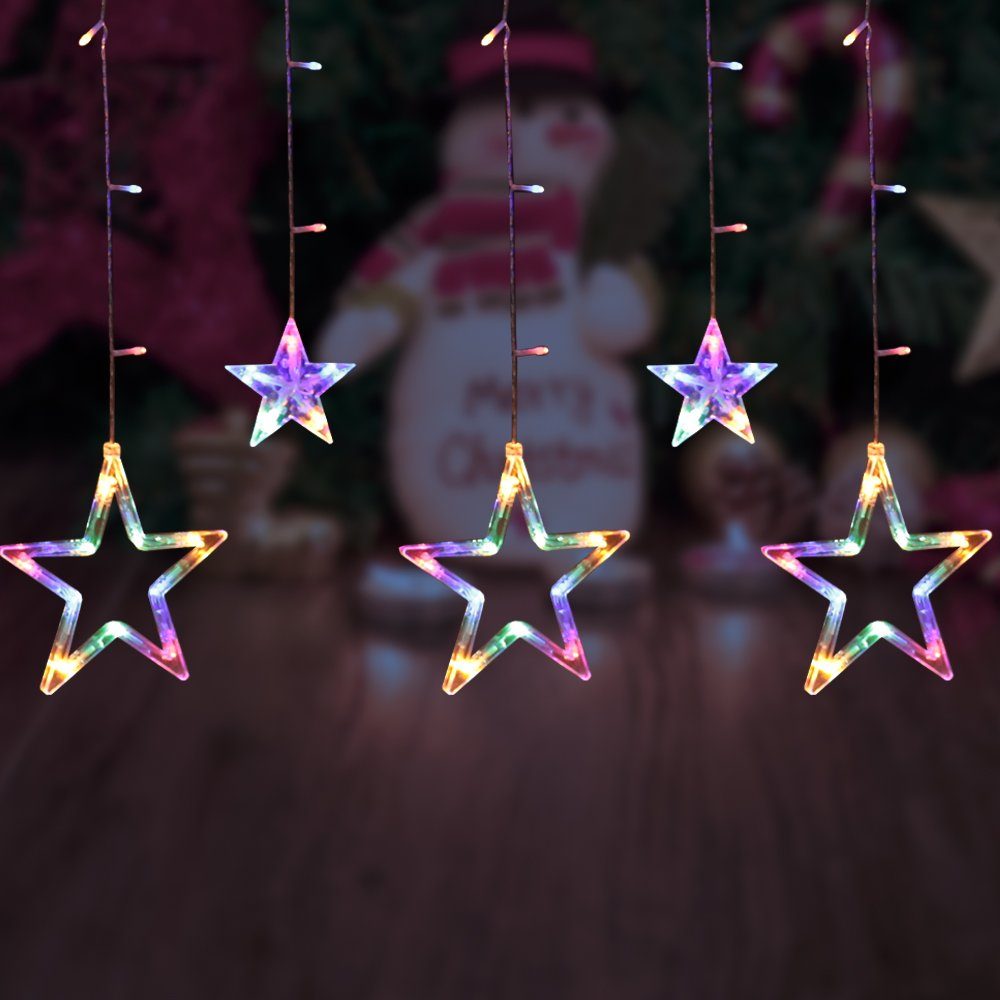 interGo Lichterkette »12 Sterne Bunt LED Dekoration Lichterkette Lichter«