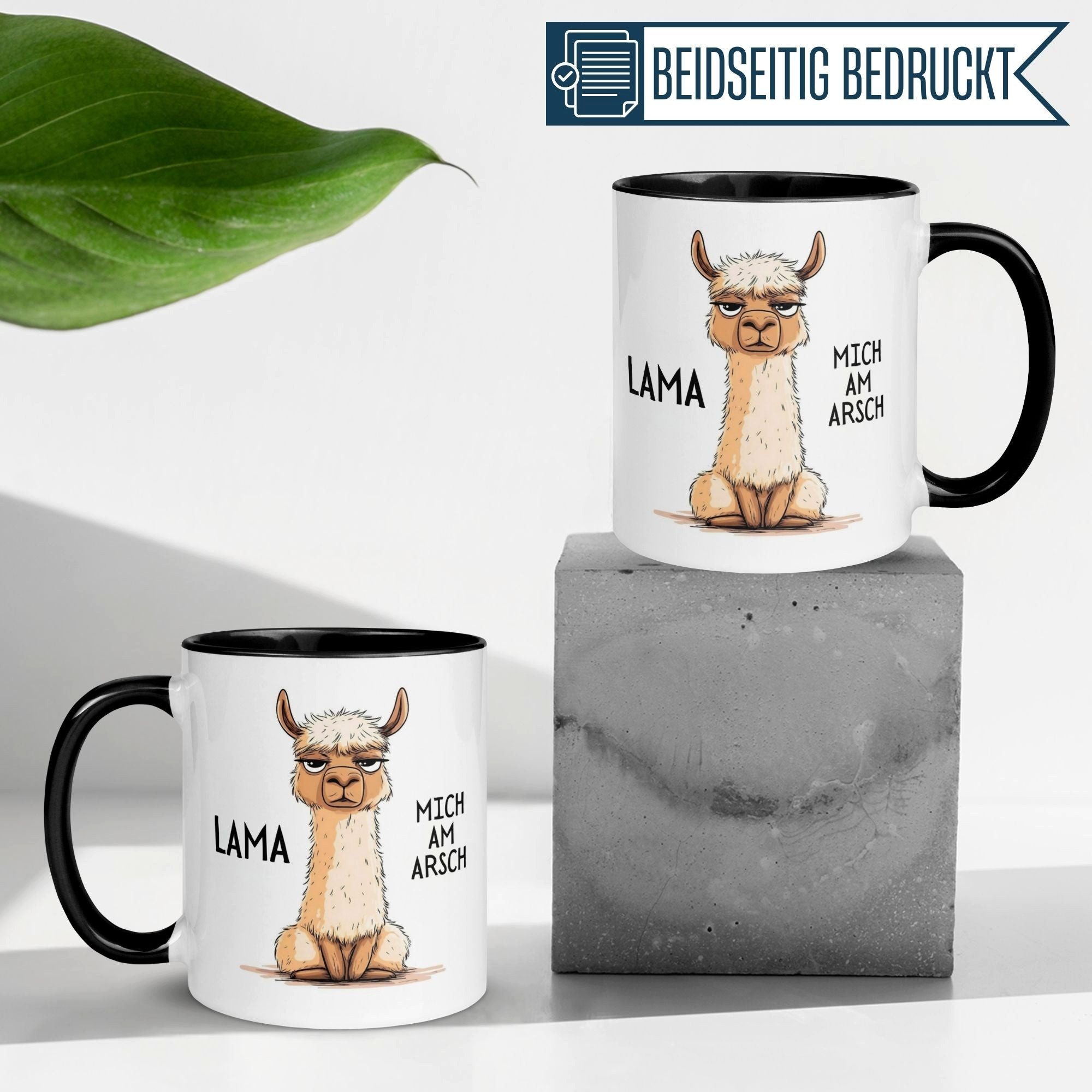 Momentals Tasse Lama – „Lama mich am Arsch“ – lustiger Lama Geschenk Becher, Gratis Versand · Links-&Rechtshänder · Spülmaschinenfest