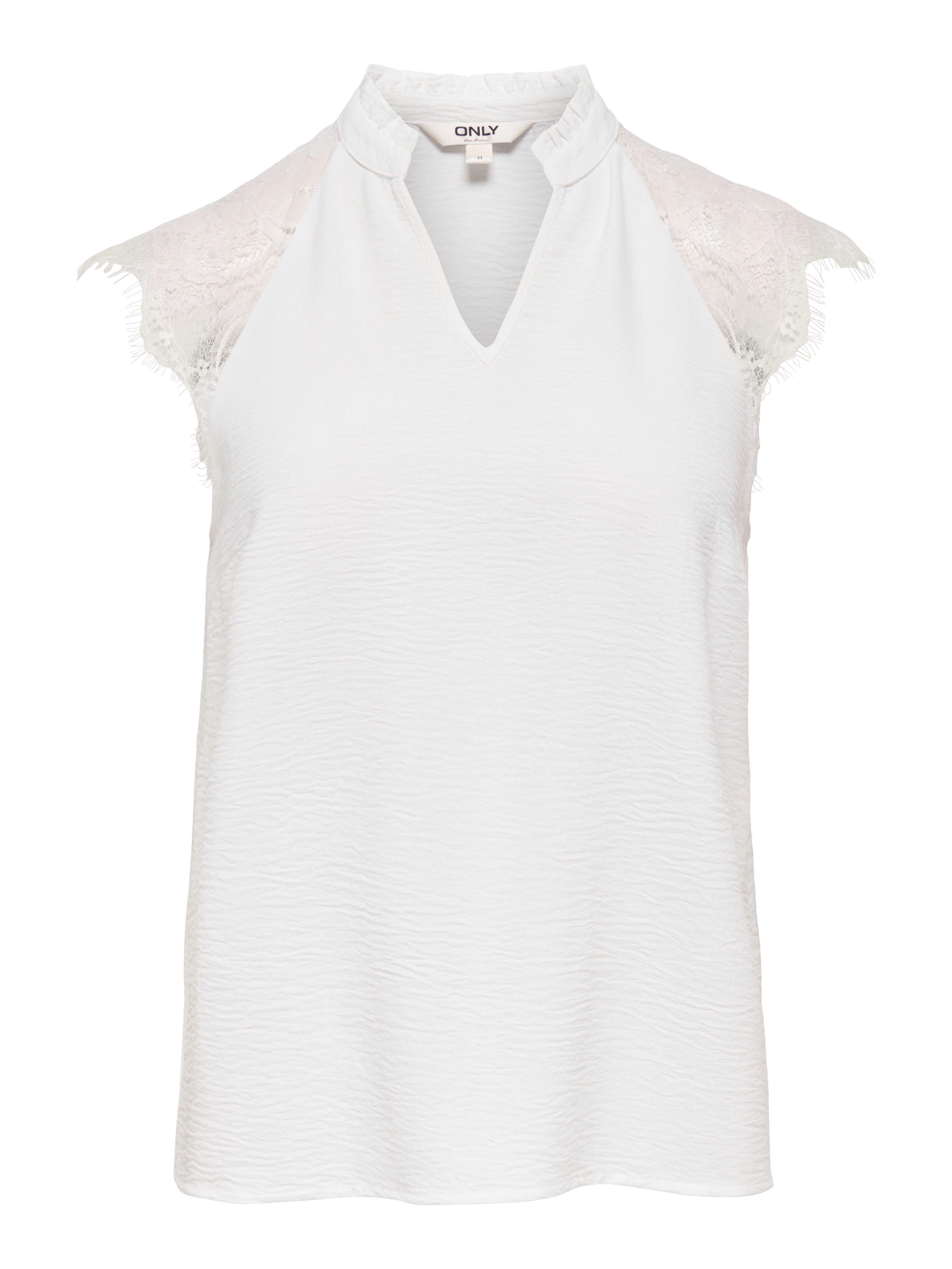 ONLY Shirttop ONLPLOY METTE SL LACE V-NECK TOP WVN Kunstfaser, regular fit, V-Ausschnitt