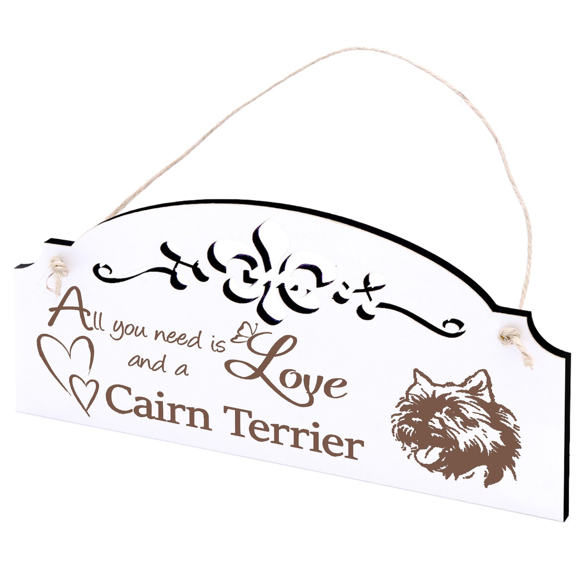 Dekolando Hängedekoration Cairn Terrier Deko 20x10cm All you need is Love | Dekohänger