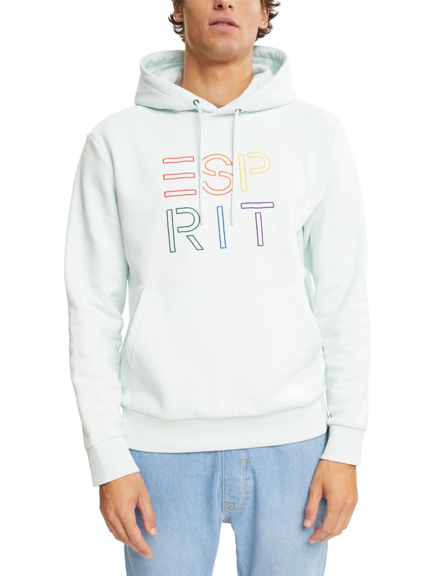 (1-tlg) Hoodie Sweatshirt Esprit BLUE Recycelt: PASTEL Logo-Stickerei mit