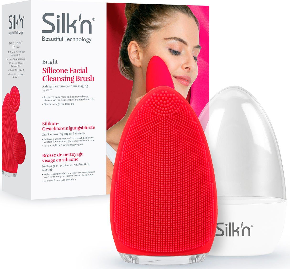 Silk'n Elektrische Gesichtsreinigungsbürste Bright, Verbessert die Aufnahme  von Hautpflegeprodukten