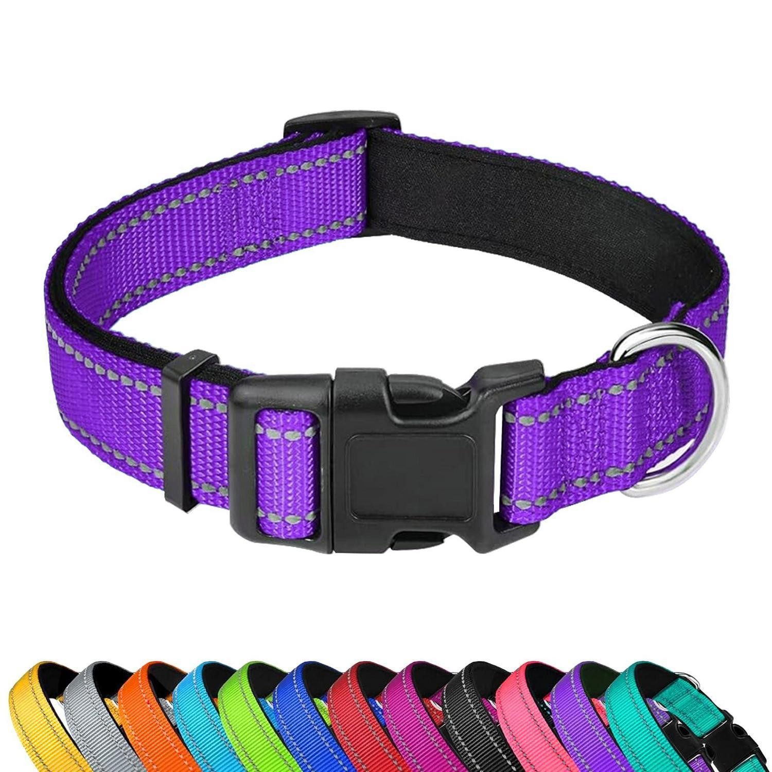 LuxusKollektion Hunde-Halsband Hundehalsband Neopren reflektierend XS Lila, Textil