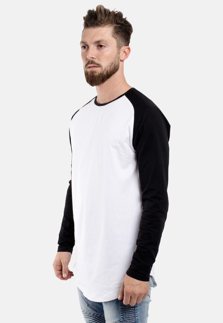 Baseball T-Shirt Schwarz Weiß Blackskies Medium Longshirt T-Shirt