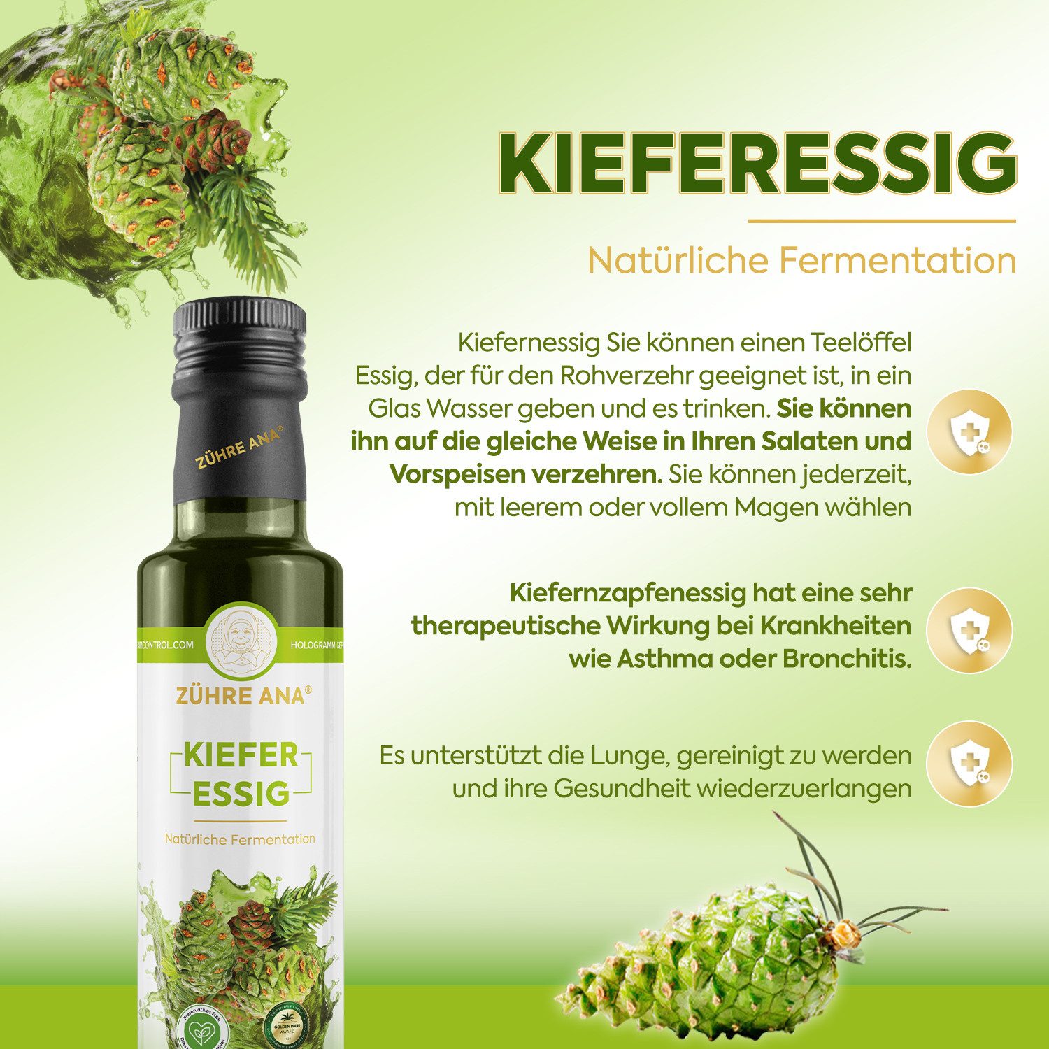 Zühre Ana® Essig Rein natürlich: Fermentiert, ohne Zusätze, ohne Konservierungsstoffe