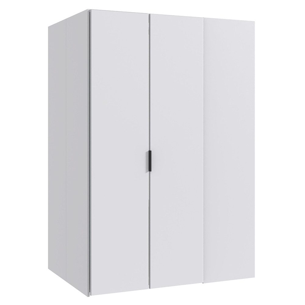 Lomadox Eckschrank NOLI-43 weiß 2 Türen begehbar Spiegel 2 Türen 135x197x97 cm