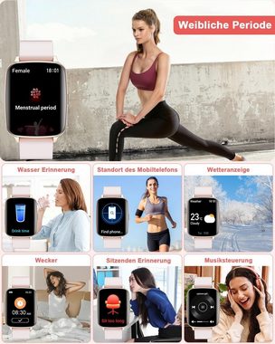 Loyaa IP68 Wasserdicht Smartwatch (1,8 Zoll, Android / iOS), mit Herzfrequenzmessung, Schlafüberwachung, Nachrichten und Wecker