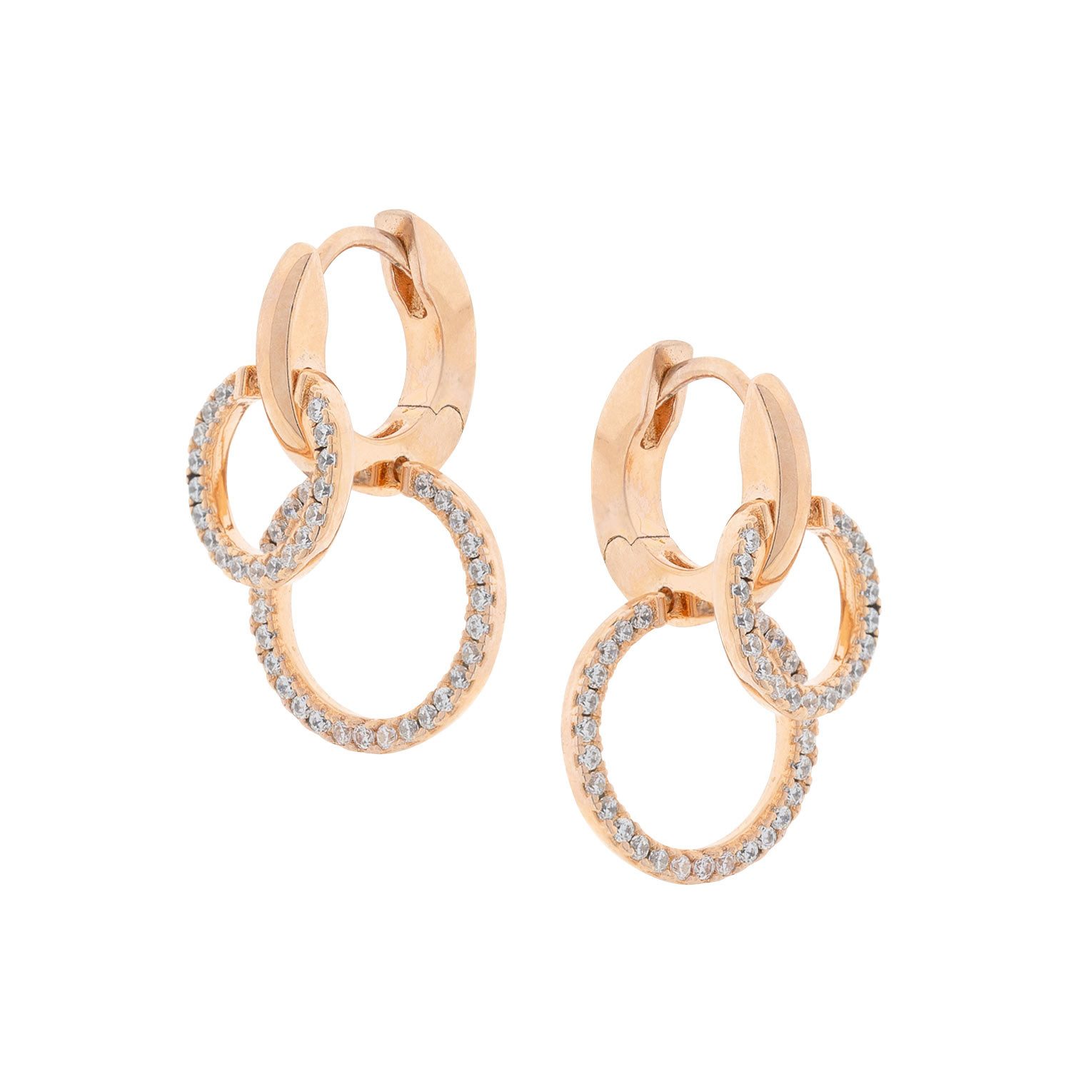 Golders Paar Ohrhänger Ohrringe aus 925 Silber (Set, 1-tlg., mit Zirkonia, vergoldet), Sterlingsilber Schmuck für Damen mit Glaskristall