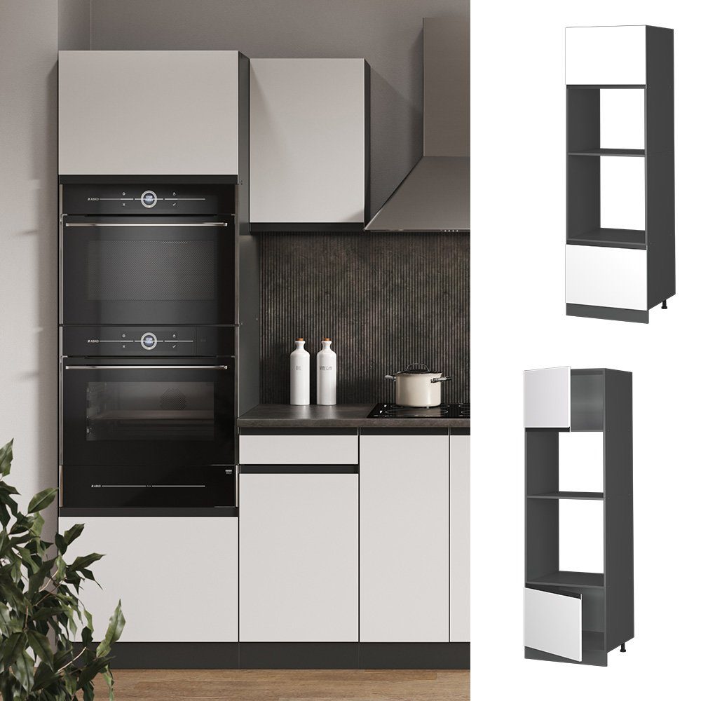 Vicco Mikrowellenumbauschrank R-Line, Weiß/Anthrazit, 60 cm günstig online kaufen