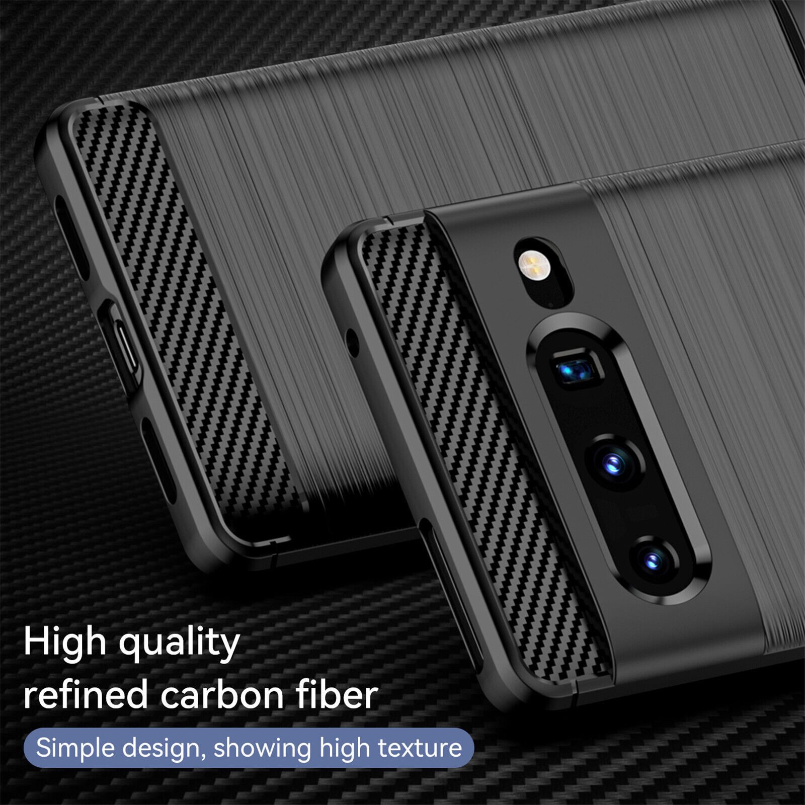 betterfon Handyhülle Carbon Hülle für Google Pixel 7 Pro TPU Silikon Bumper Schwarz, Carbon-Look – stoßfestes Case mit Air-Cushion & Metall-Optik