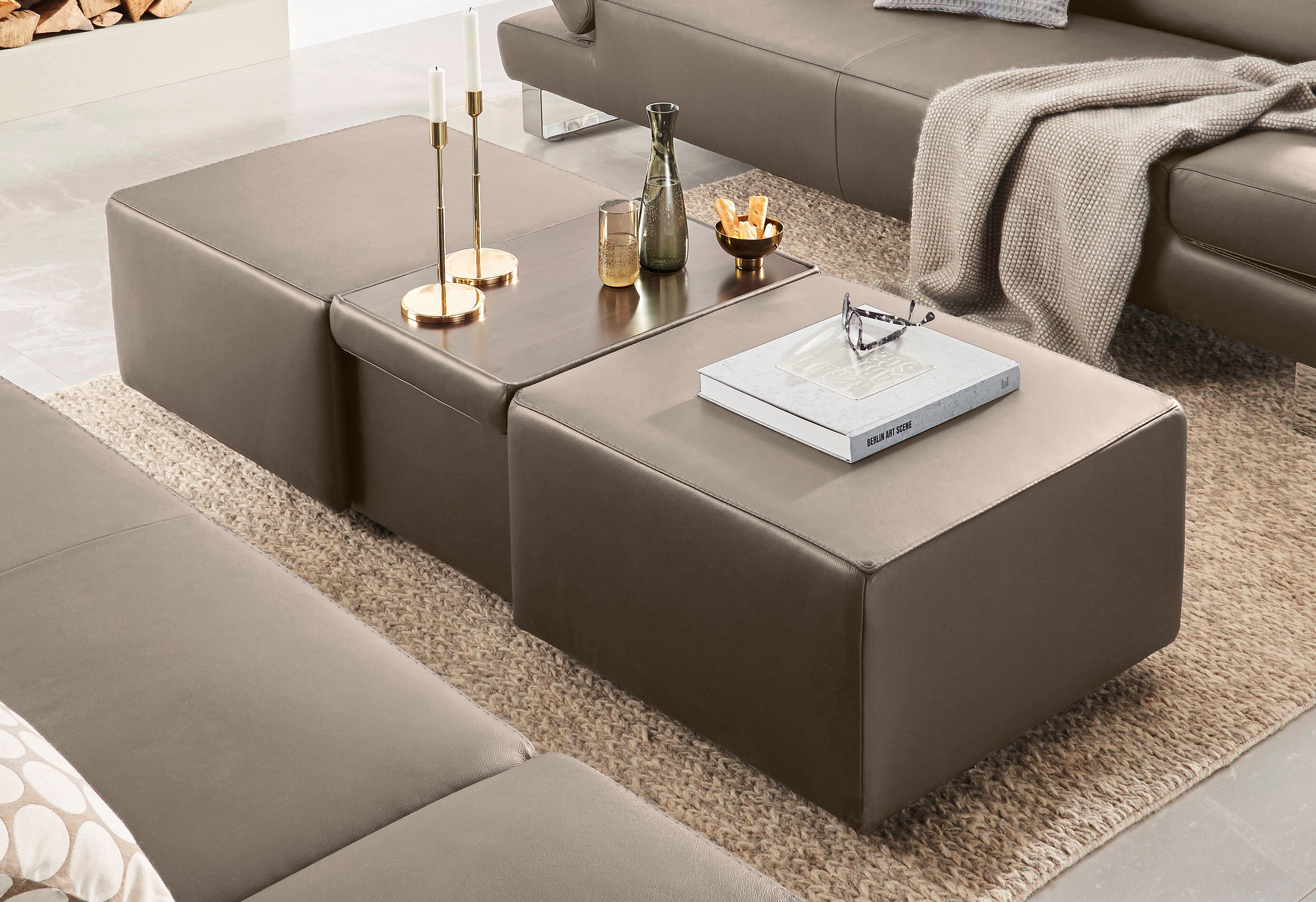 W.SCHILLIG Hocker taboo, ausziehbar, inklusive Zwischenablage, mit Kontrastnaht