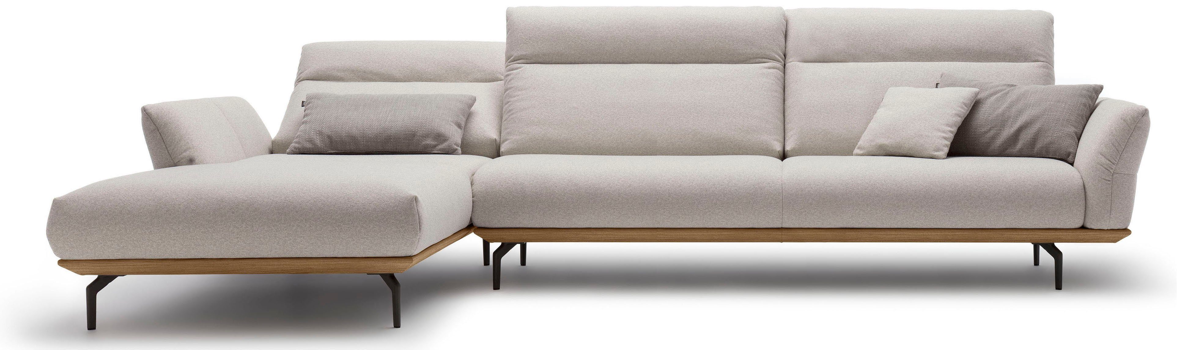 hülsta sofa Ecksofa hs.460, Sockel Nussbaum, Umbragrau, in cm in Winkelfüße Breite 338