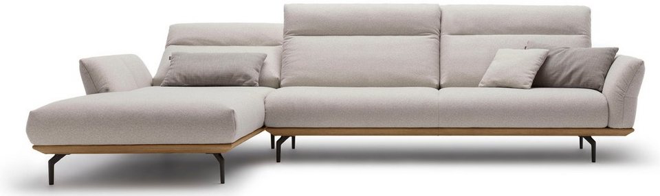 hülsta sofa Ecksofa hs.460, Sockel in Nussbaum, Winkelfüße in Umbragrau,  Breite 338 cm