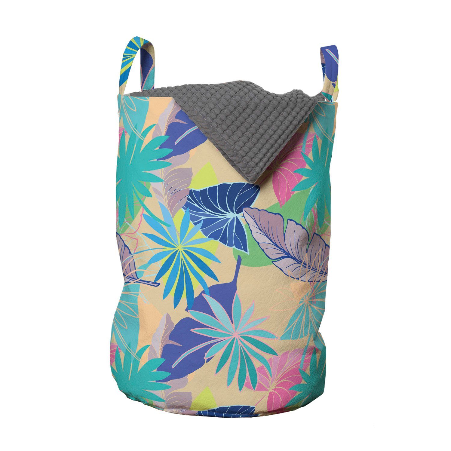 Abakuhaus Wäschesäckchen Wäschekorb mit Griffen Kordelzugverschluss für Waschsalons, Tropisch Exotische Hawaii Sommer Flora