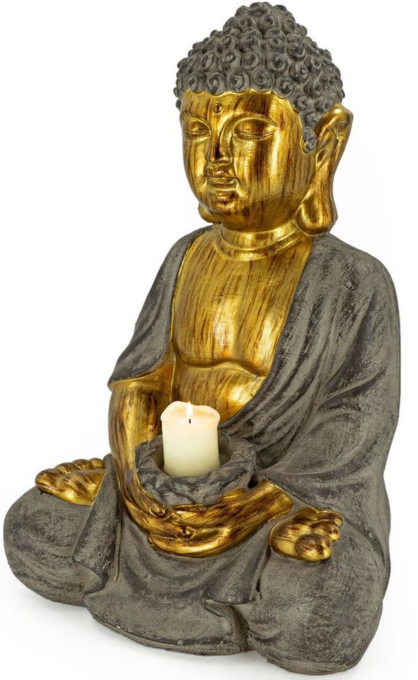 NOOR LIVING Kerzenhalter »Buddha« (1 Stück), sitzend, aus Magnesia, Höhe ca. 45 cm-HomeTrends