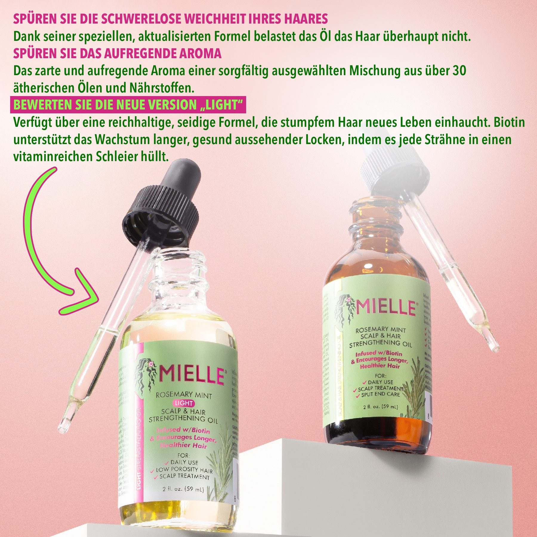 Mielle Organics Haaröl Rosmarinöl Light Haarwachstum Kopfhaut Haarpflege MIELLE, 1-tlg., Light