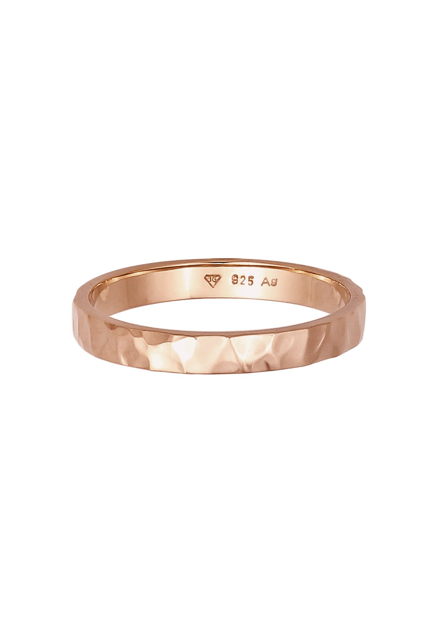 Bandring Basic Fein 925 Rosegold Fingerring Gehämmert Elli Silber