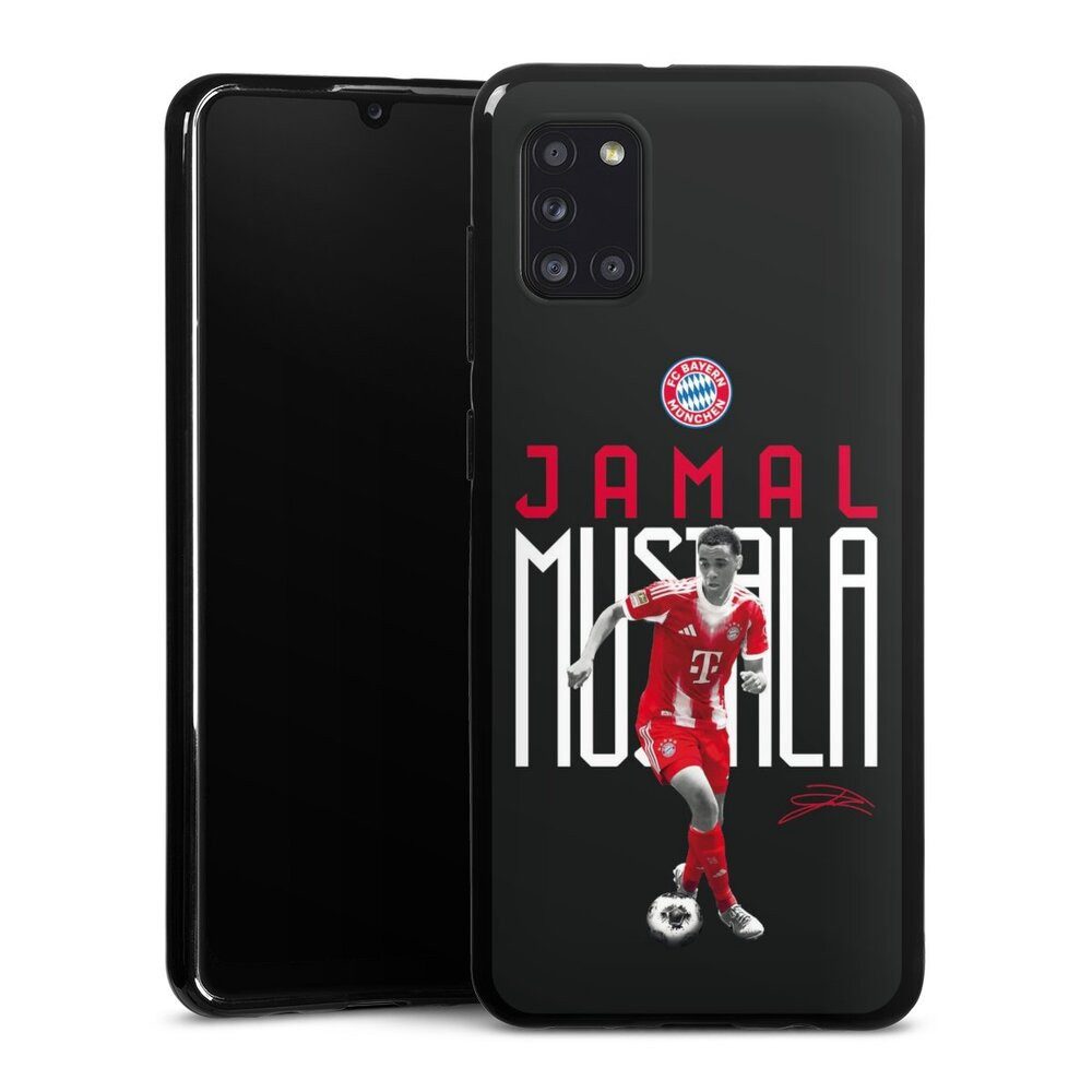 DeinDesign Handyhülle FC Bayern München Jamal Musiala Offizielles Lizenzprodukt, Samsung Galaxy A31 Silikon Hülle Bumper Case Handy Schutzhülle