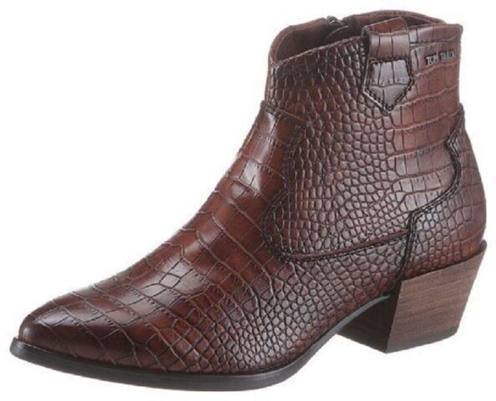 TOM TAILOR Westernstiefelette in Reptiloptik