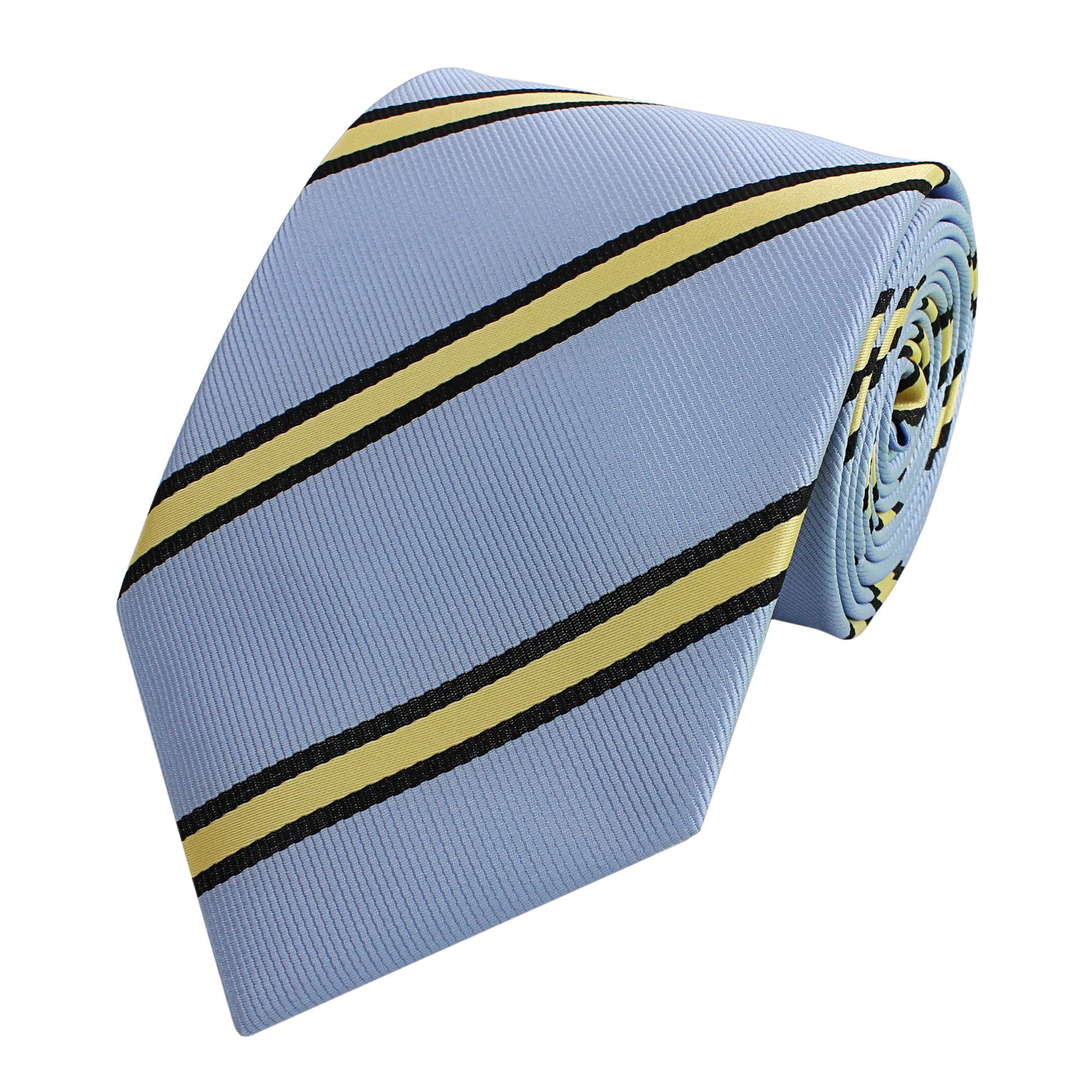 Fabio Farini Krawatte Herren Krawatte Blautöne - verschiedene Blaue Männer Schlips in 8cm (ohne Box, Gestreift) Breit (8cm), Teal Blue/Sweet Celery/Black | Breite Krawatten