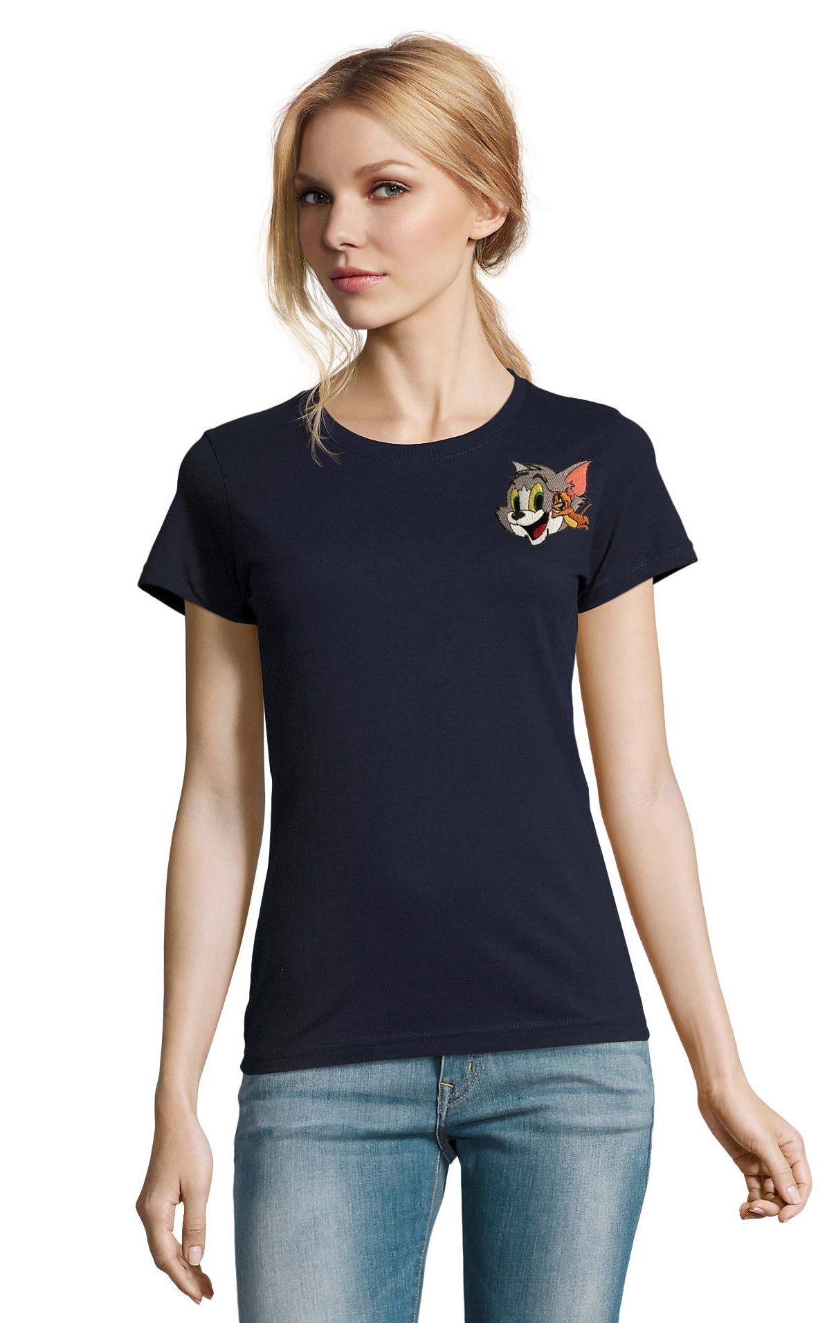 Blondie & Brownie T-Shirt Tom und Jerry Retro Katz Maus Comic Vintage Damen Freizeitshirt Design (Einzelstück, Einzelartikel) RetroPatch KatzMaus UrbanStyle