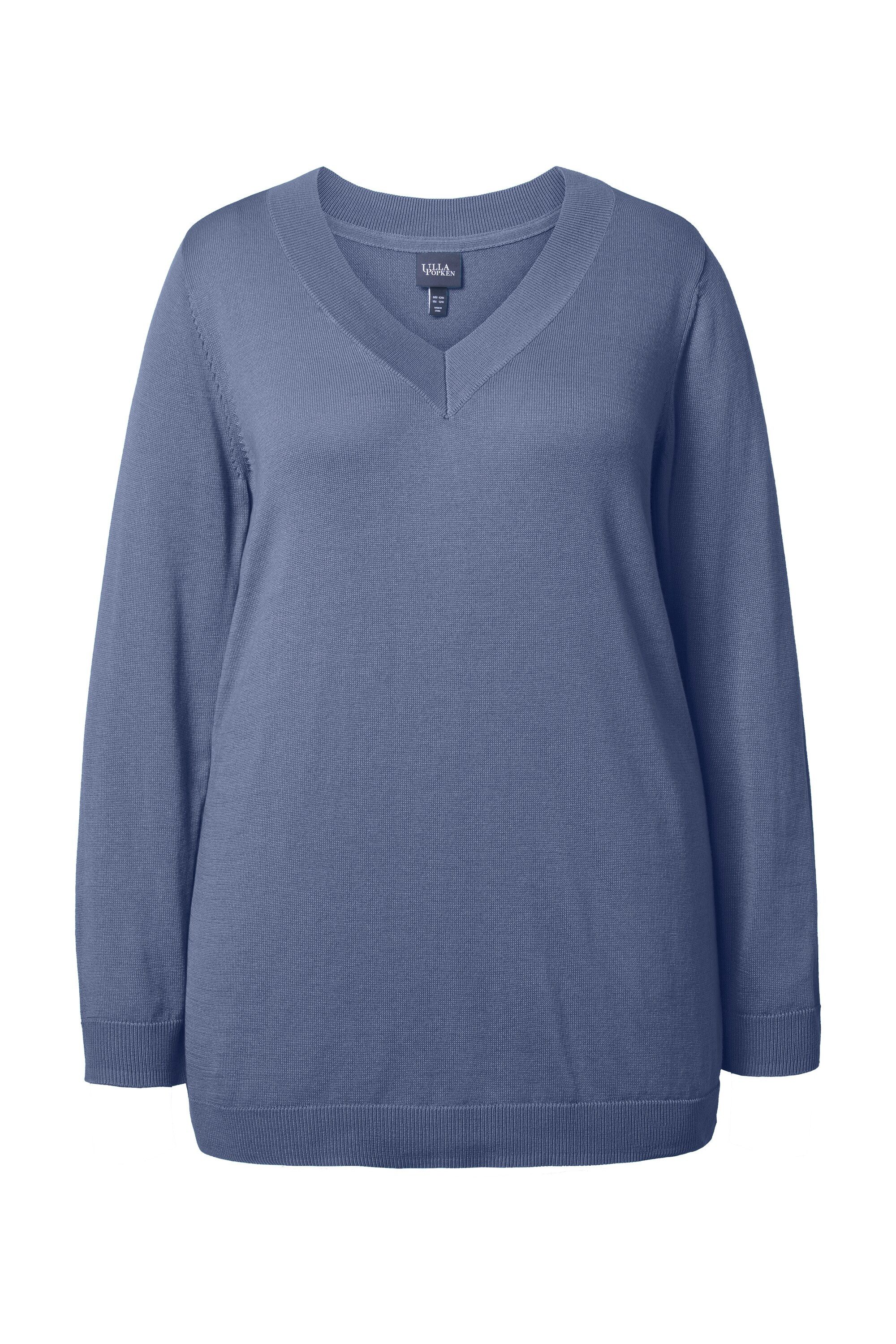 Ulla Popken Strickpullover Pullover V-Ausschnitt Langarm günstig online kaufen
