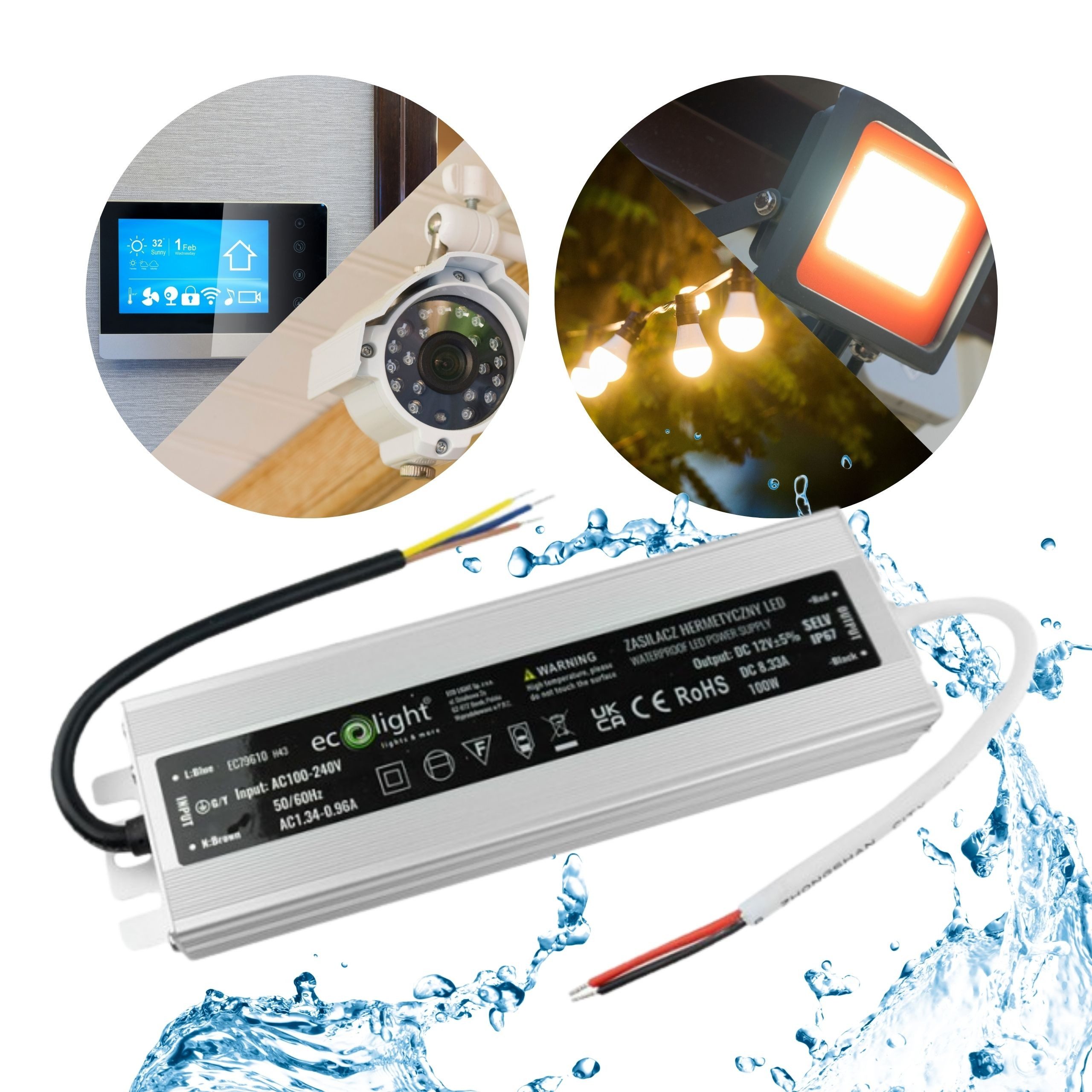Sarcia.eu Hermetik LED Netzteil 100W 12V 8.33A, wasserdicht 200x55x22 mm LED Trafo