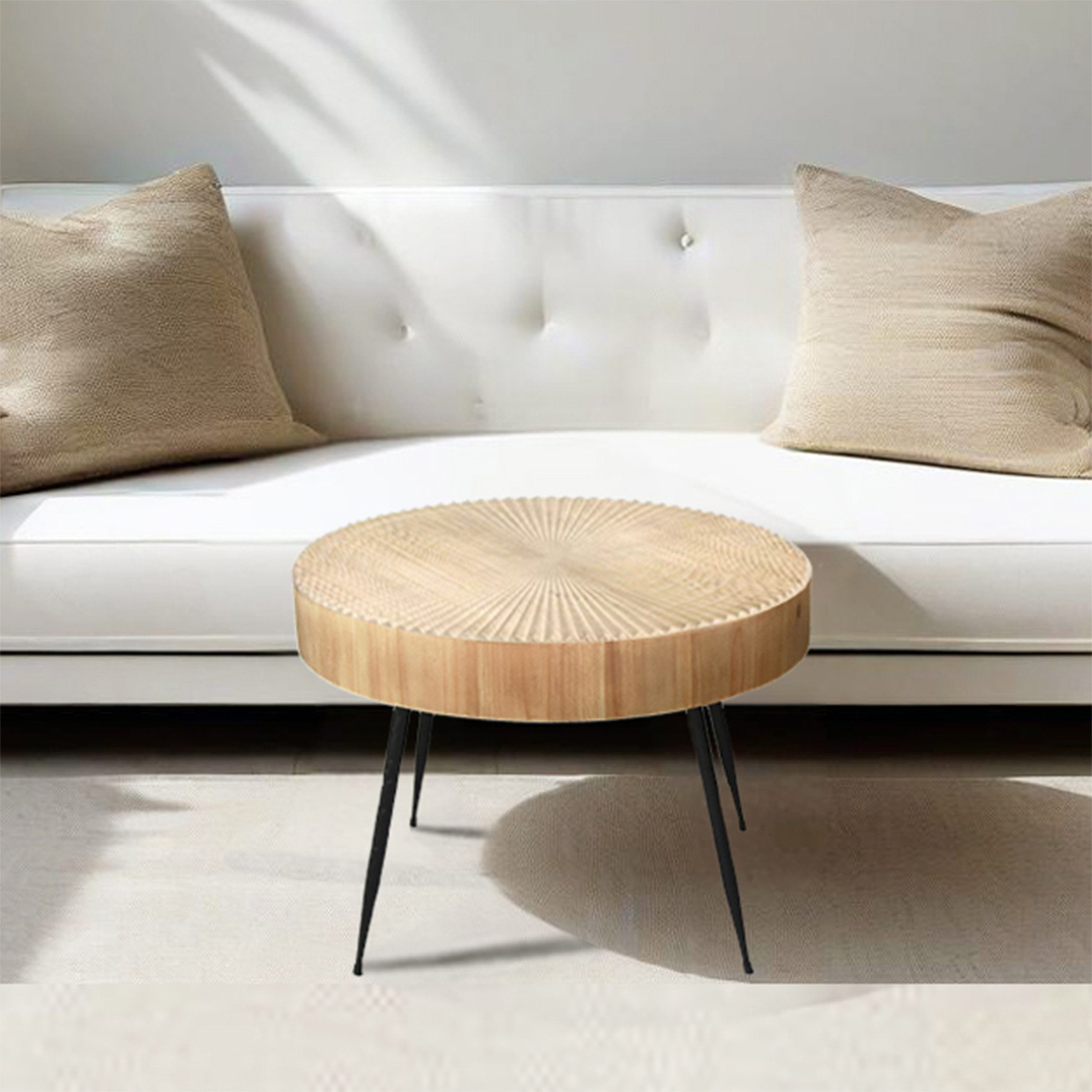 Art Leon Couchtisch GR-JY1450-8613 (Couchtisch Rund Holz Coffee Table Rund Naturbraun Verfügbar über 40x40x46.7cm, 60x60x42cm, 80x80x36.5cm (BxHxT), 1-St., 1 Stück/2er Set), Couch Table Kiefer Wohnzimmertisch Beistelltisch für Wohnzimmer