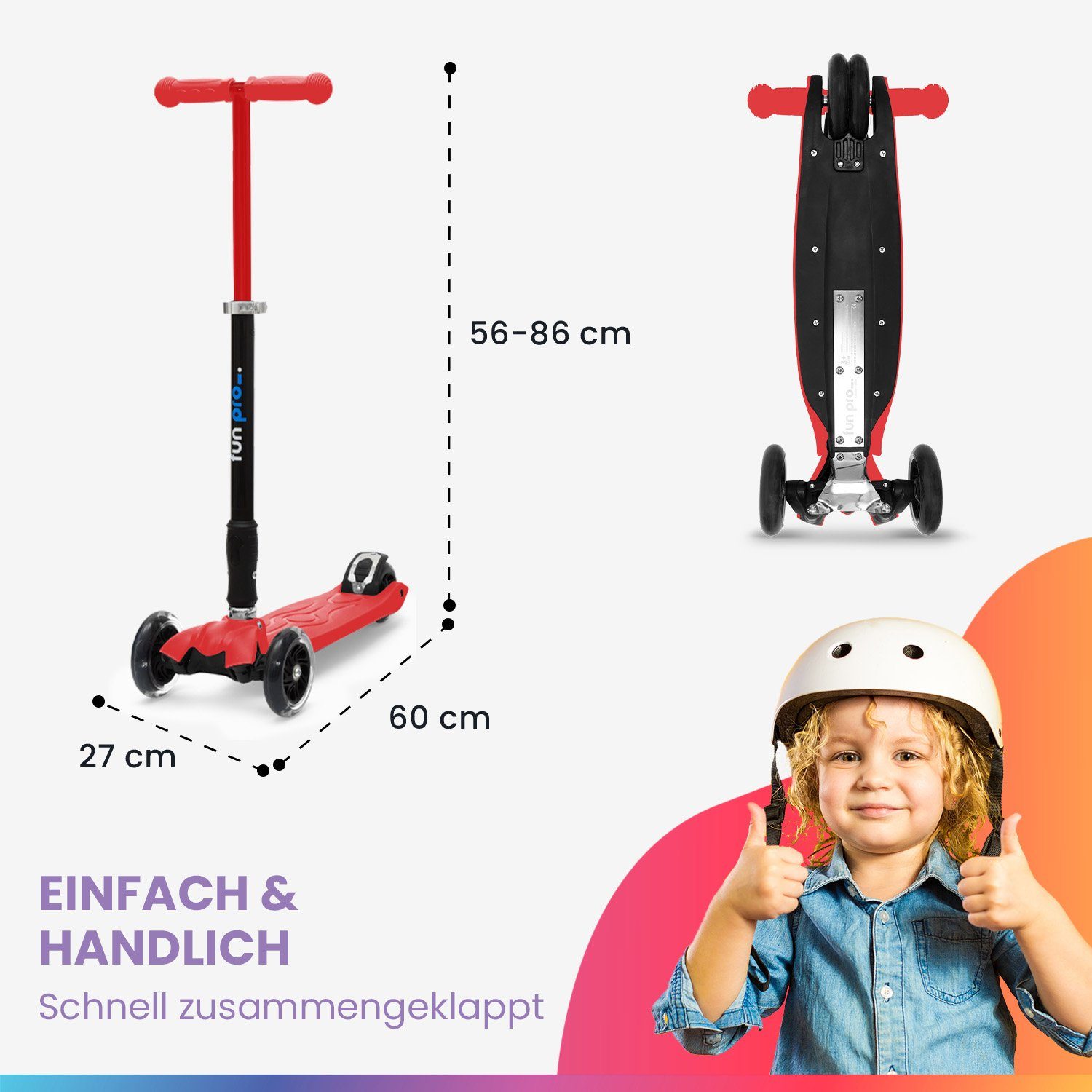 fun Kick TWO, pro fun Tretroller Stunt Cityroller - Scooter pro Roller Kinder klappbar Kinder