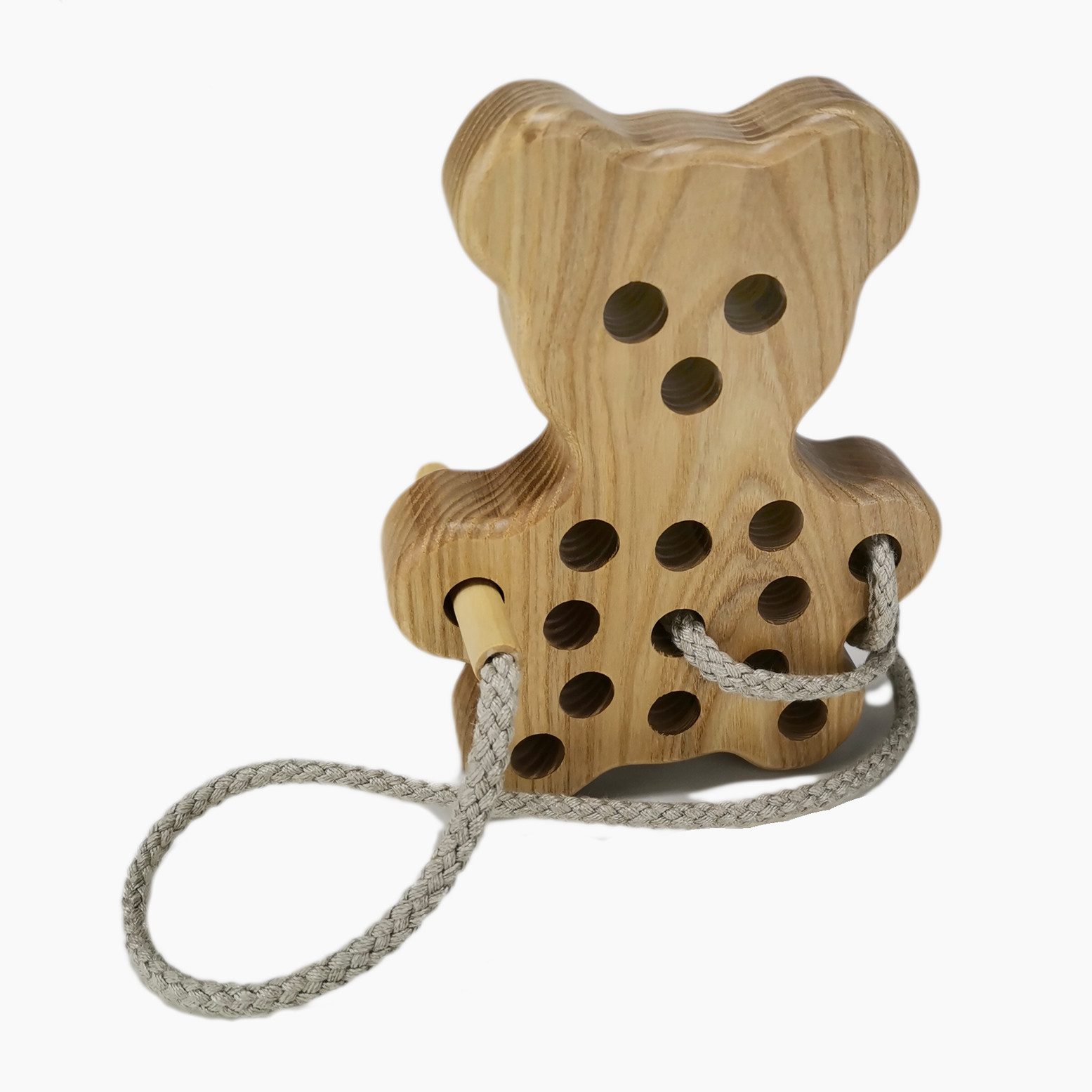 Lotes Toys Kinder-Nähmaschine Holz Fädelspiel Bär, (packung, 1-tlg., spar packung), pädagogisch wertvolles Kinderspielzeug