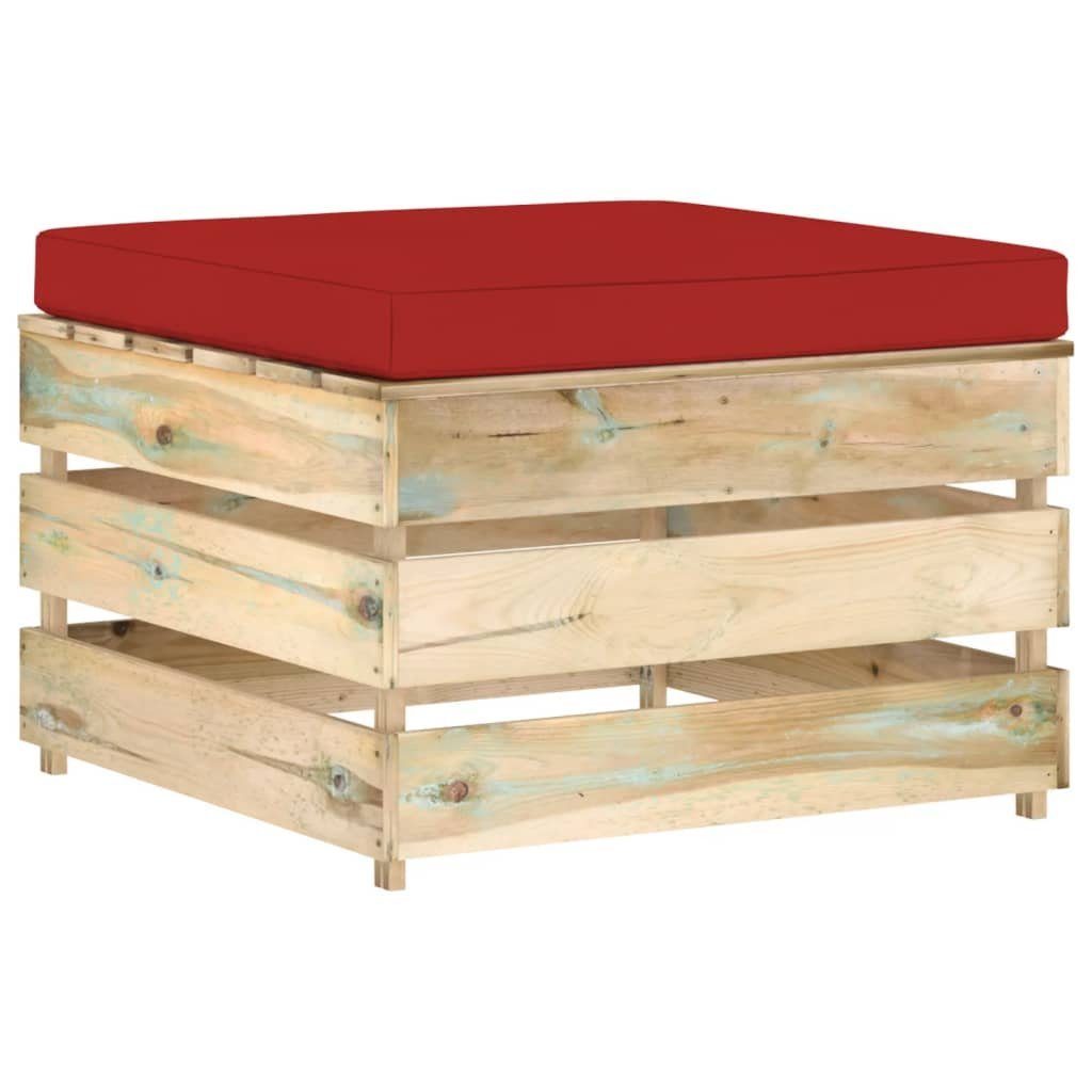 vidaXL Loungesofa Modulare Grün Rot mane Braun 1 Holz, und mit Teile Imprägniertes Kissen