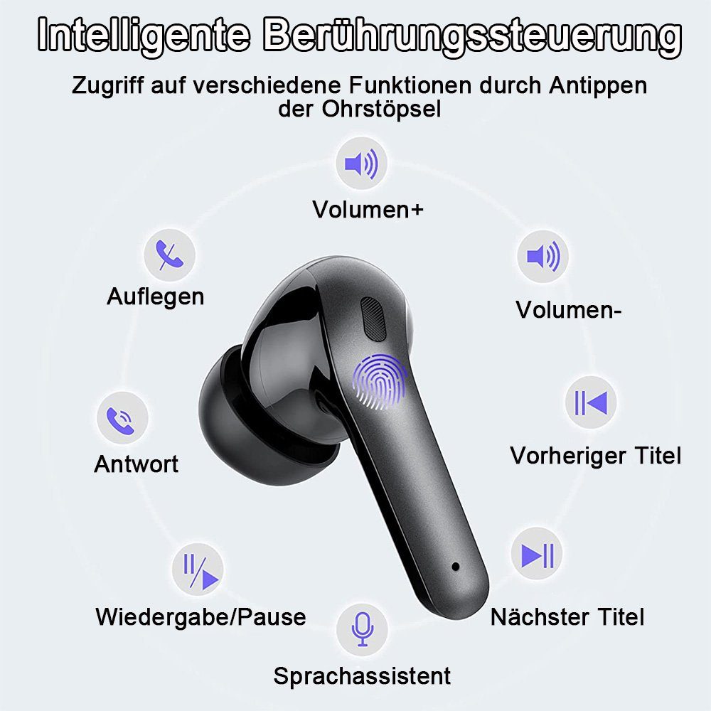 Bluetooth Ear, Schwarz Kopfhörer zggzerg in Bluetooth-Kopfhörer Mic Eingebautes Deep Bass 5.1 Kopfhörer